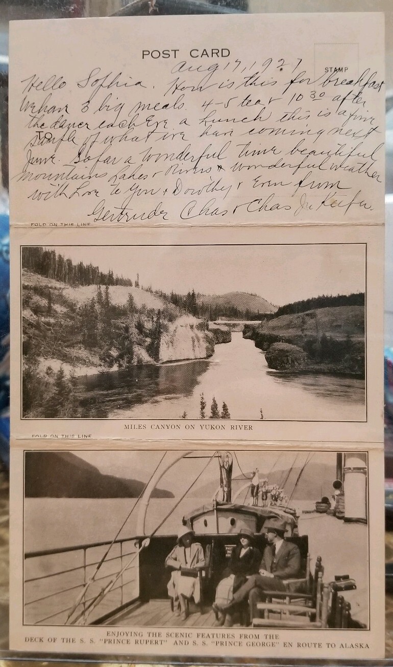Vtg Postcard Menu 1927 SS Prince  George Steamship Canada Lines Alaska Breakfast