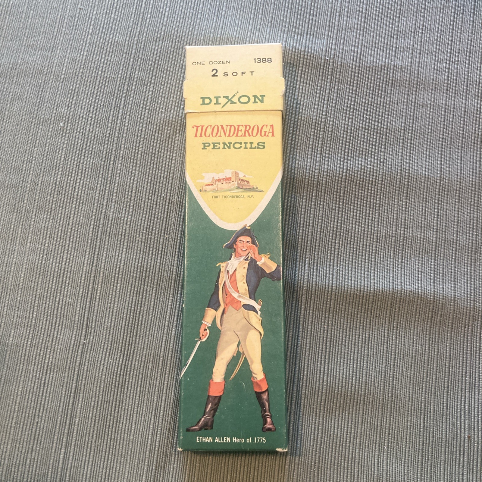 Vtg Box 10 Dixon Ticonderoga 1388 No. 2 Soft Marvelead Pencils USA Ethan Allen