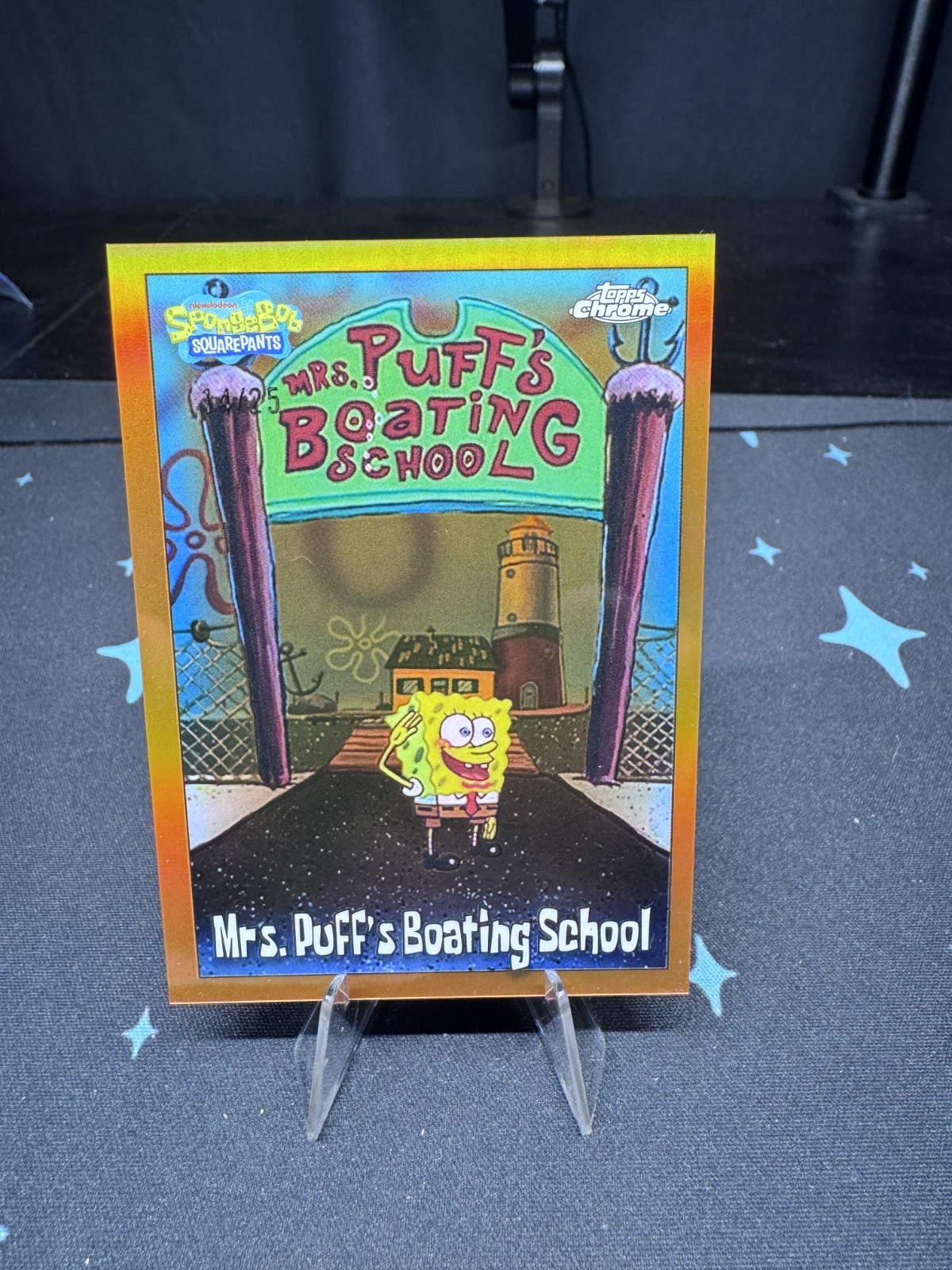 2025 Topps Chrome SpongeBob Mrs. Puff\'s Boating School Orange Refractor 14/25 2025 Topps Chrome SpongeBob Mrs. Puff\'s Boating School Orange Refractor 14/25