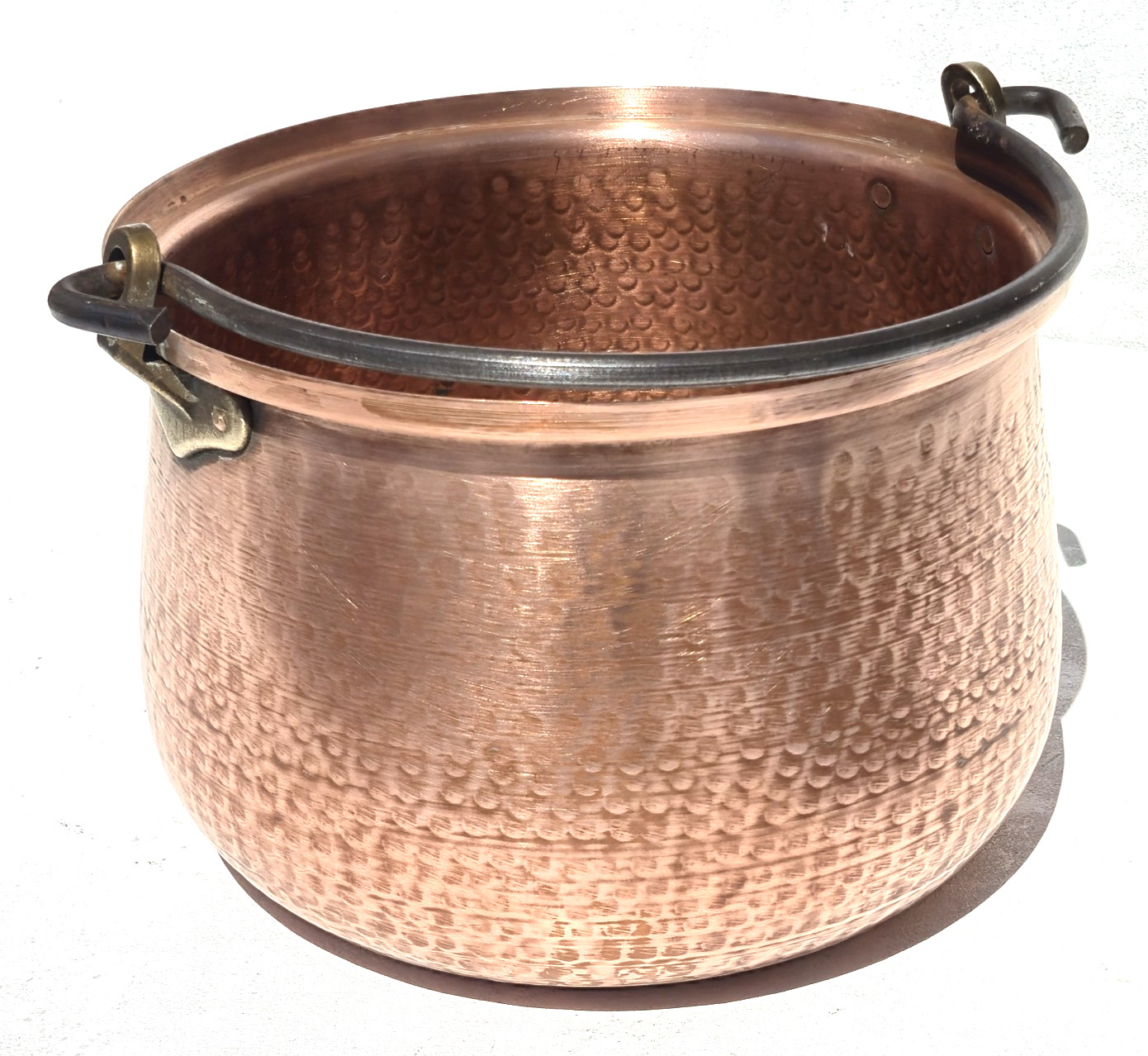 Vintage 9.8inch French Copper Pot Iron Swing Handle Hammered Walls 3lb Gift Idea