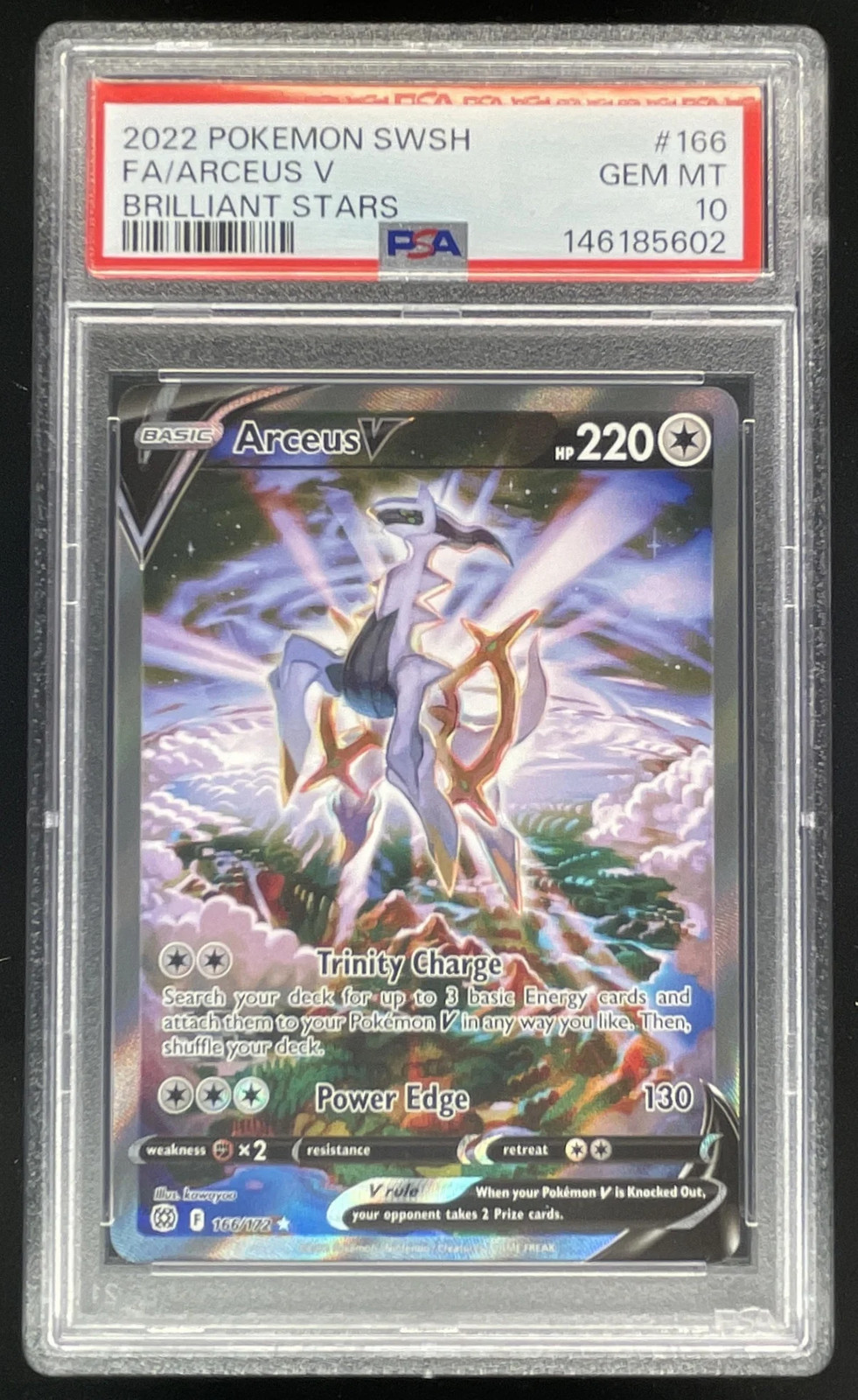 2022 Pokemon Sword & Shield Brilliant Stars #166/172 Arceus V PSA 10