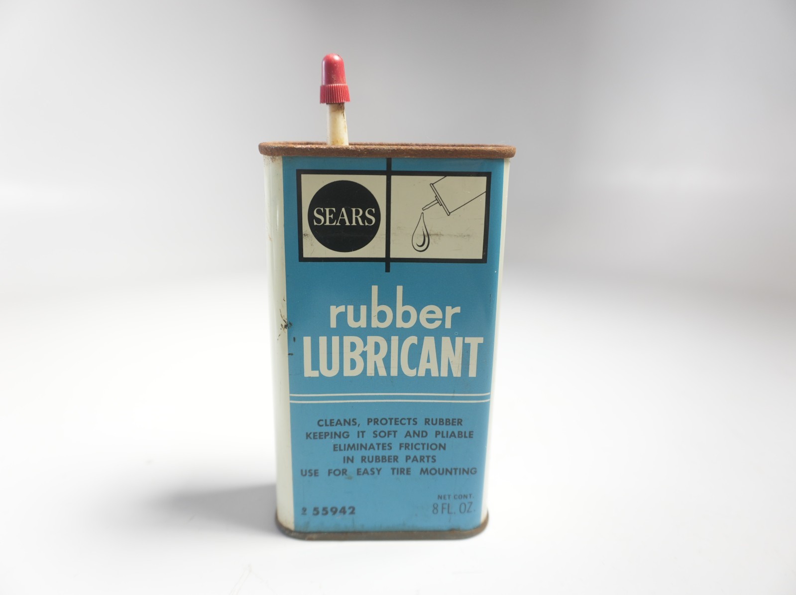 Vintage Sears Roebuck Rubber Lubricant Handy Oiler 8 Oz Can Part Full Prop