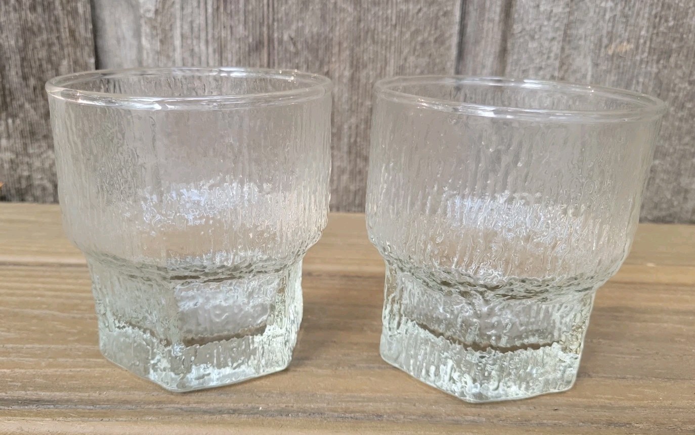 2 Vintage littala Aslak Double Old Fashioned Glasses Topio Wirkkala Finland Vtg