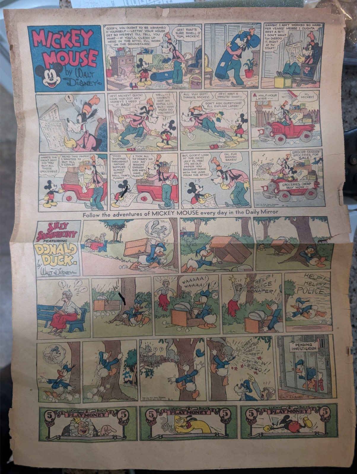 April 11th 1937 Mickey Donald Ducks Lucky Bucks