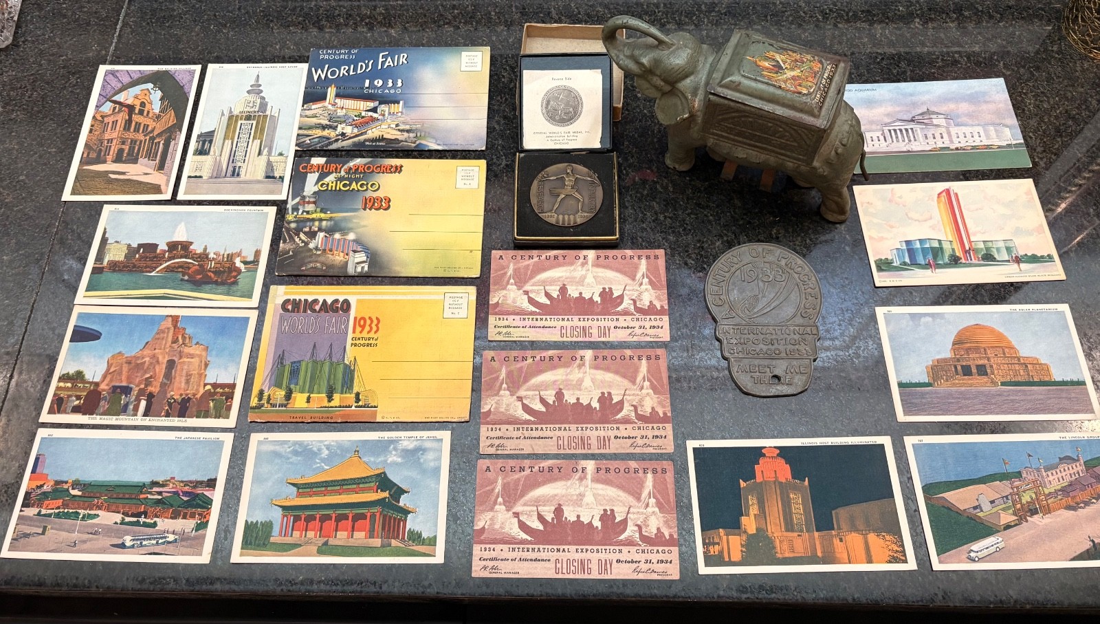 1933 Chicago Worlds Fair Century of Progress 20-piece Lot Collection