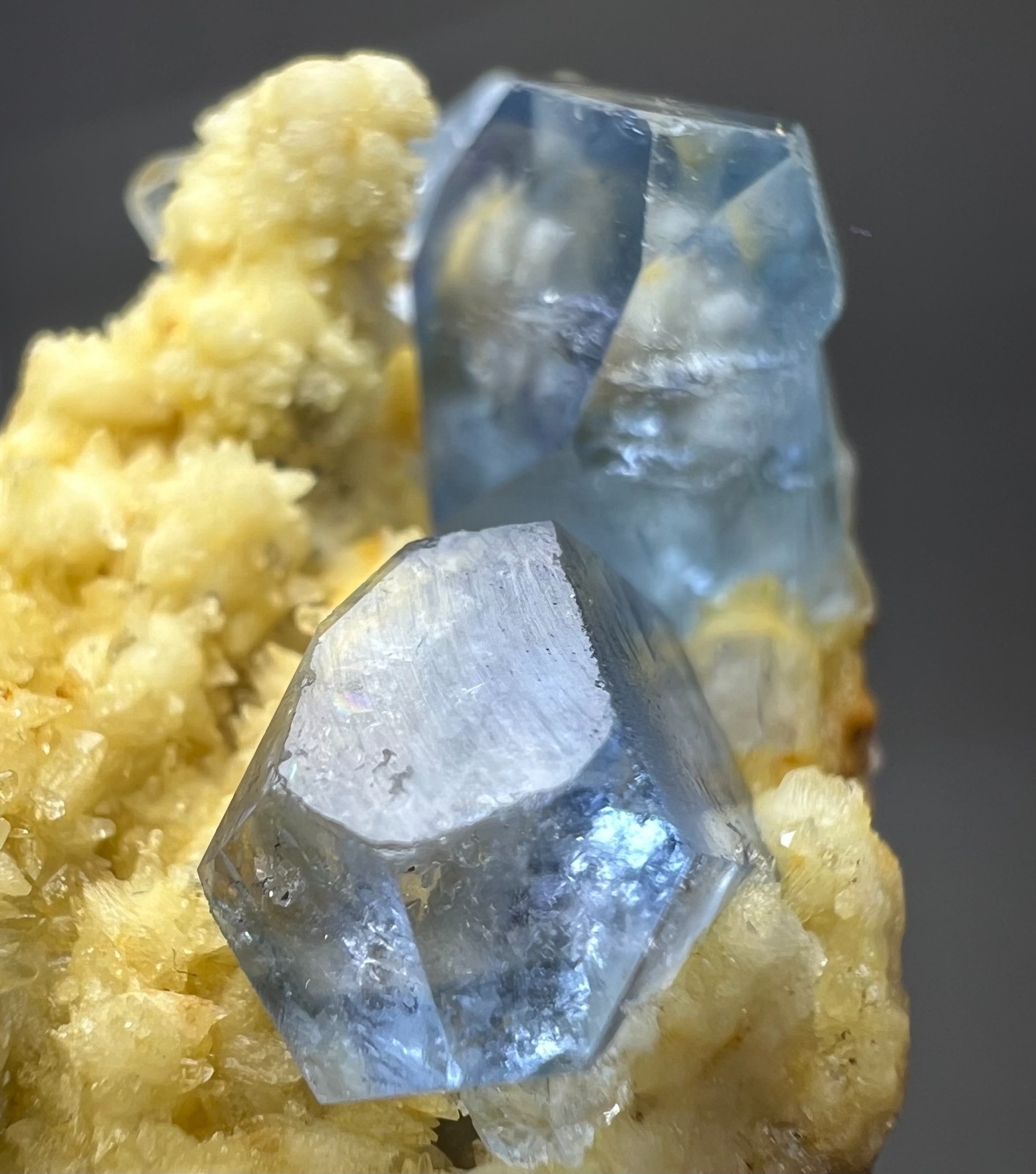 168ct Natural Blue Celestine Crystal Cluster on Calcite from Darai Laman, AFG