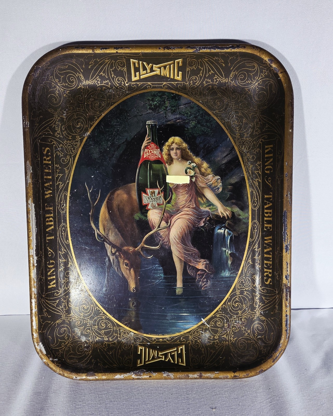 Clysmic Table Water Advertising Tin Serving Tray by American Art Works RARE VTG