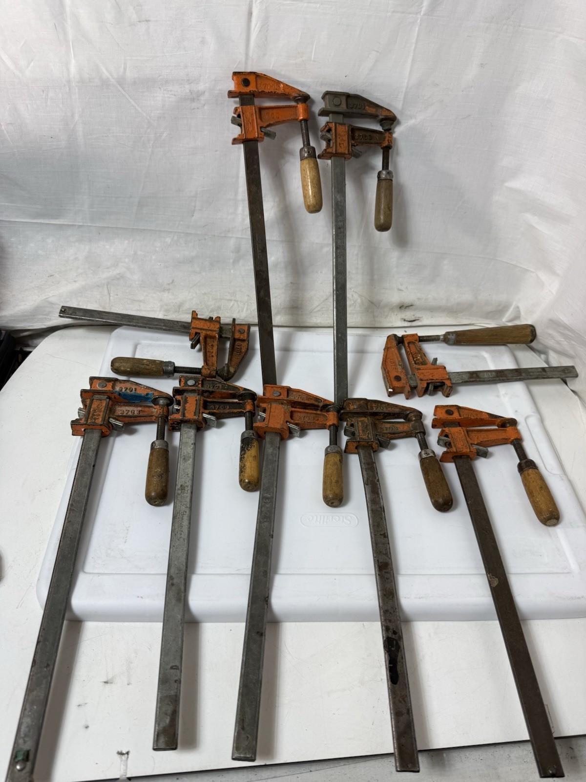 Vintage Jorgensen Cast Iron Bar Clamps Lot 9x Cabinet Woodworking 3700 Series 