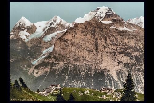 Photo:Murren Bernese Oberland Switzerland c1890s Mountain Village View