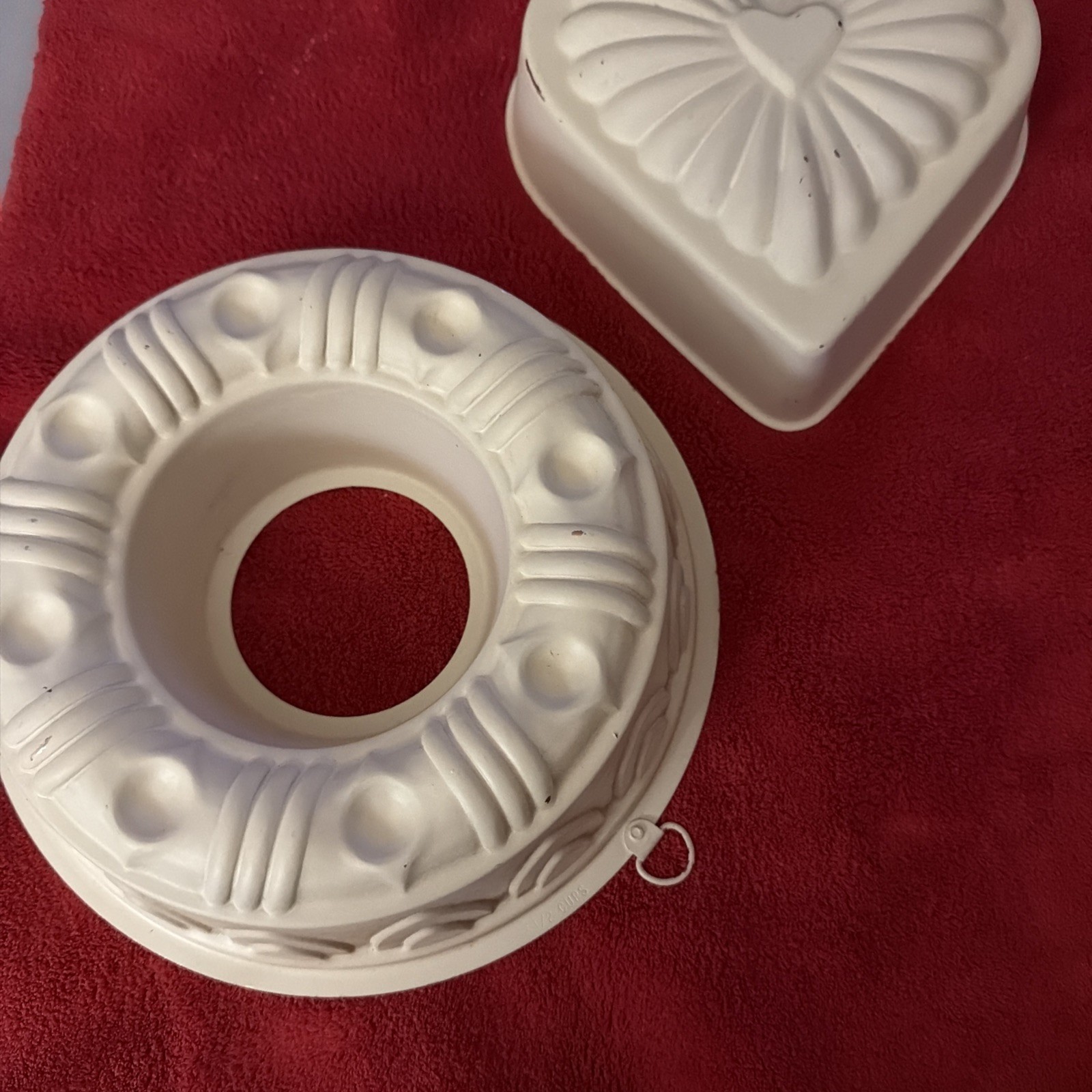 Vintage Mirro Copper Tone Aluminum Jello Molds Lot of 2 Heart & Ring Wall Decor