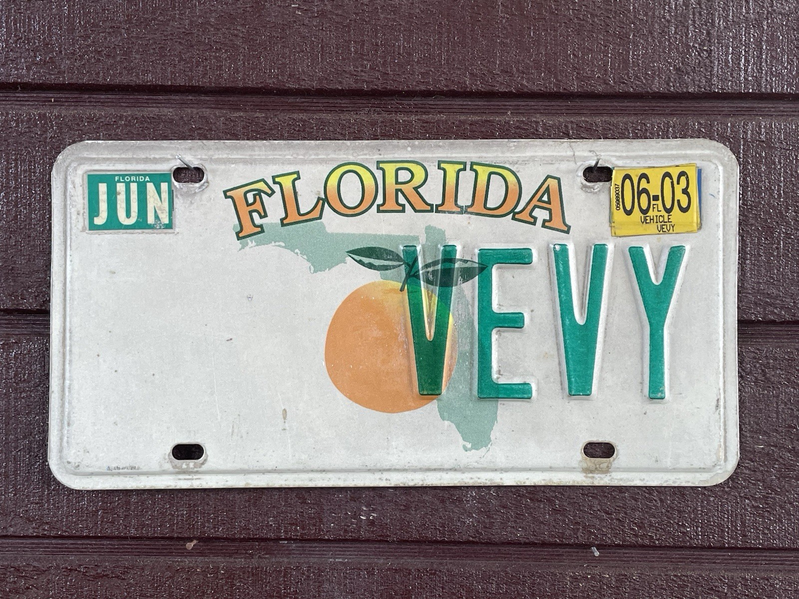 Florida VEVY License Plate Vanity 2003 collectible car tag