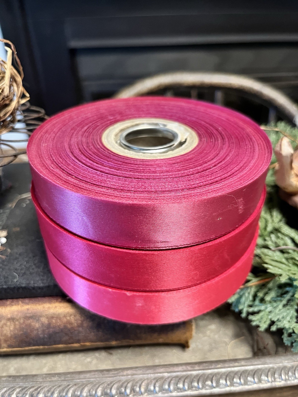 Wow C. 1940 Antique Vintage Taffeta Satin Ribbon Rolls French 150 yds Set of 3 Wow C. 1940 Antique Vintage Taffeta Satin Ribbon Rolls French 150 yds Set of 3