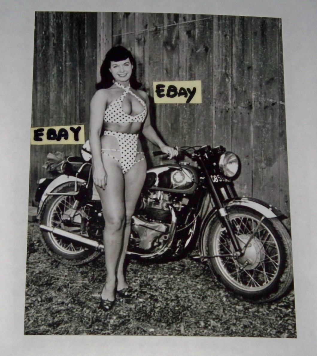 4X5 Photo Model Bettie Page Wearing A 1950\'s Bikini Posed By A Motorcycle 110 4X5 Photo Model Bettie Page Wearing A 1950\'s Bikini Posed By A Motorcycle 110