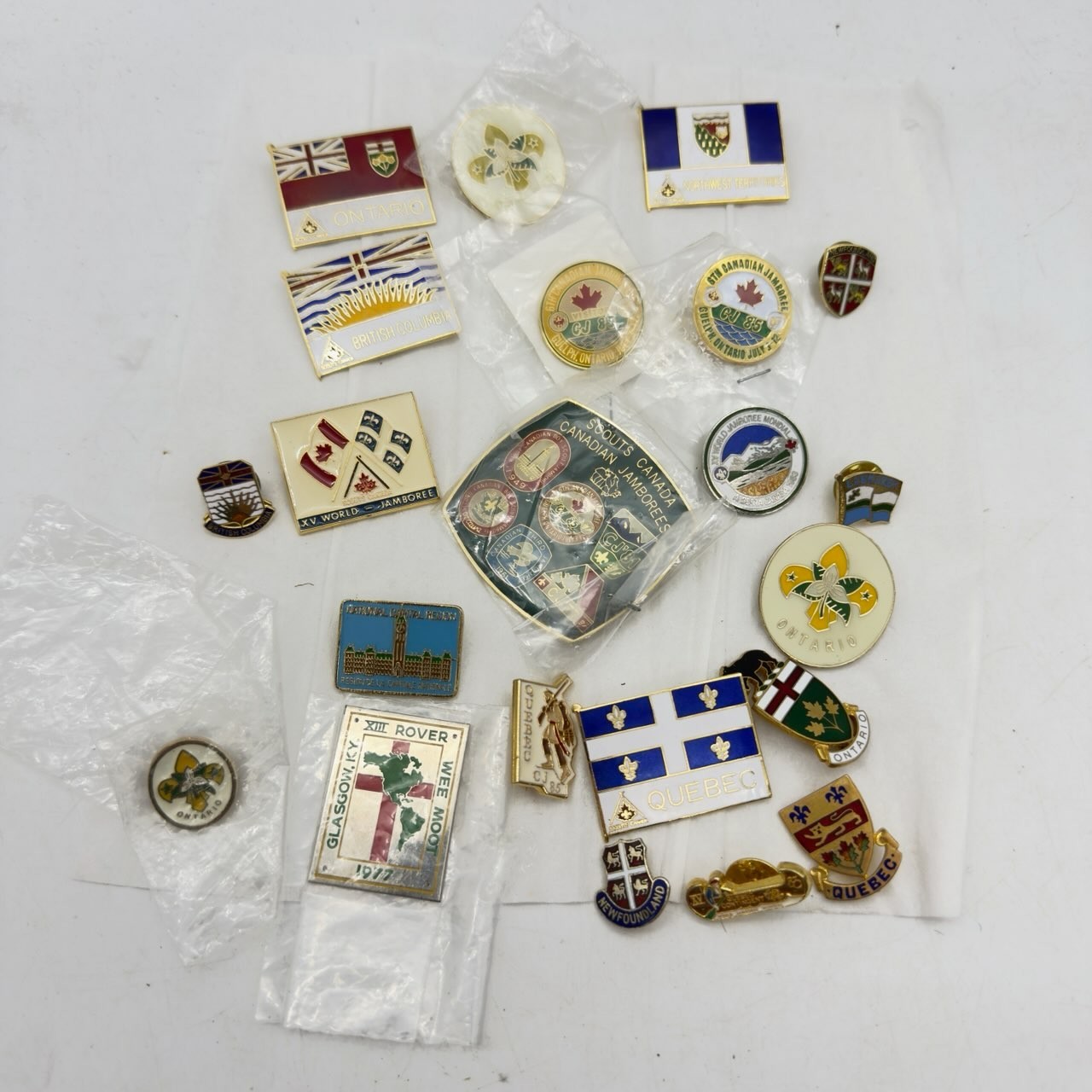 Vintage Scouts Canada Pin Lot Provincial Badges CJ85 Jamboree Quebec Ontario