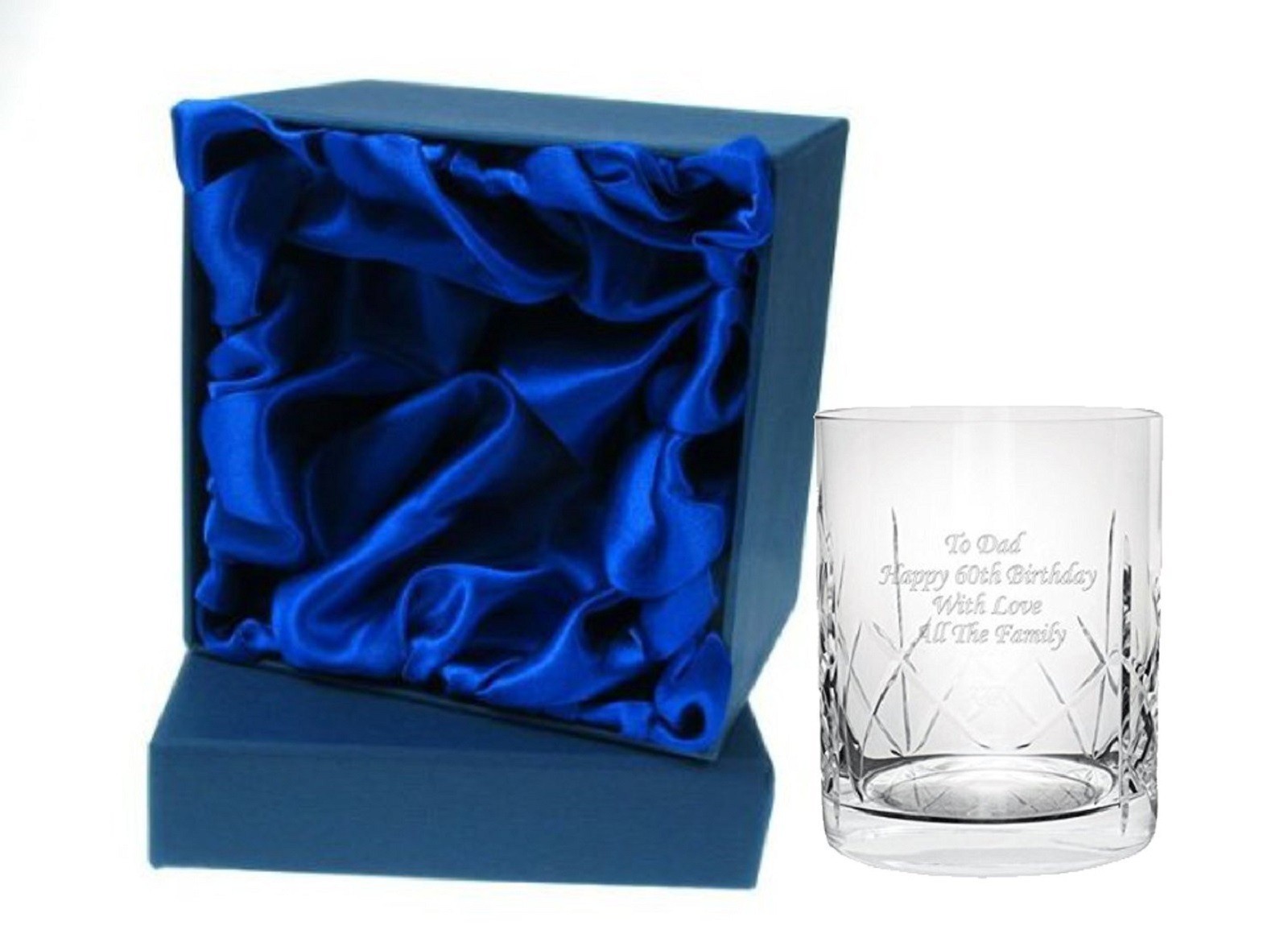 Personalised CR2 Engraved Crystal Whisky Mixer Glass in Silk Linned Gift Box