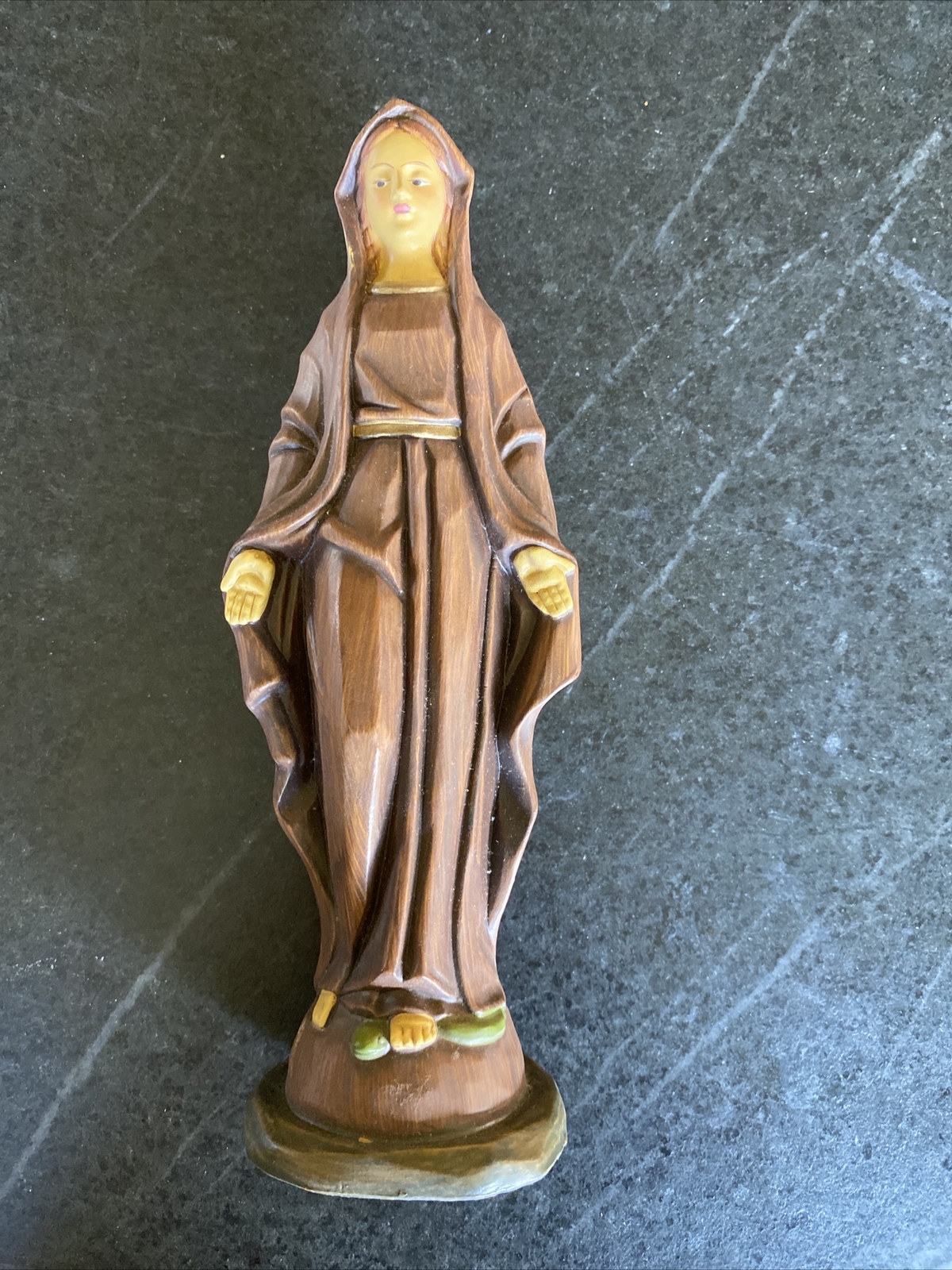 VNTGE Enesco Japan Virgin Mary Madonna Religious Figurine Statue 9.5” Tall Gold