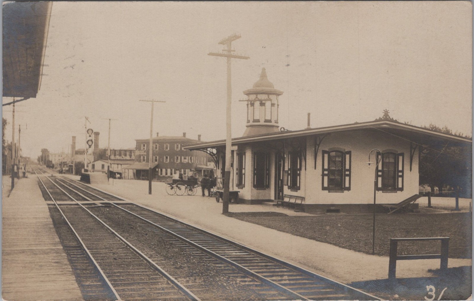 Train Depot Station North Wales PA Wagon RPPC Bartholomew Lansdale 1908 Postcard