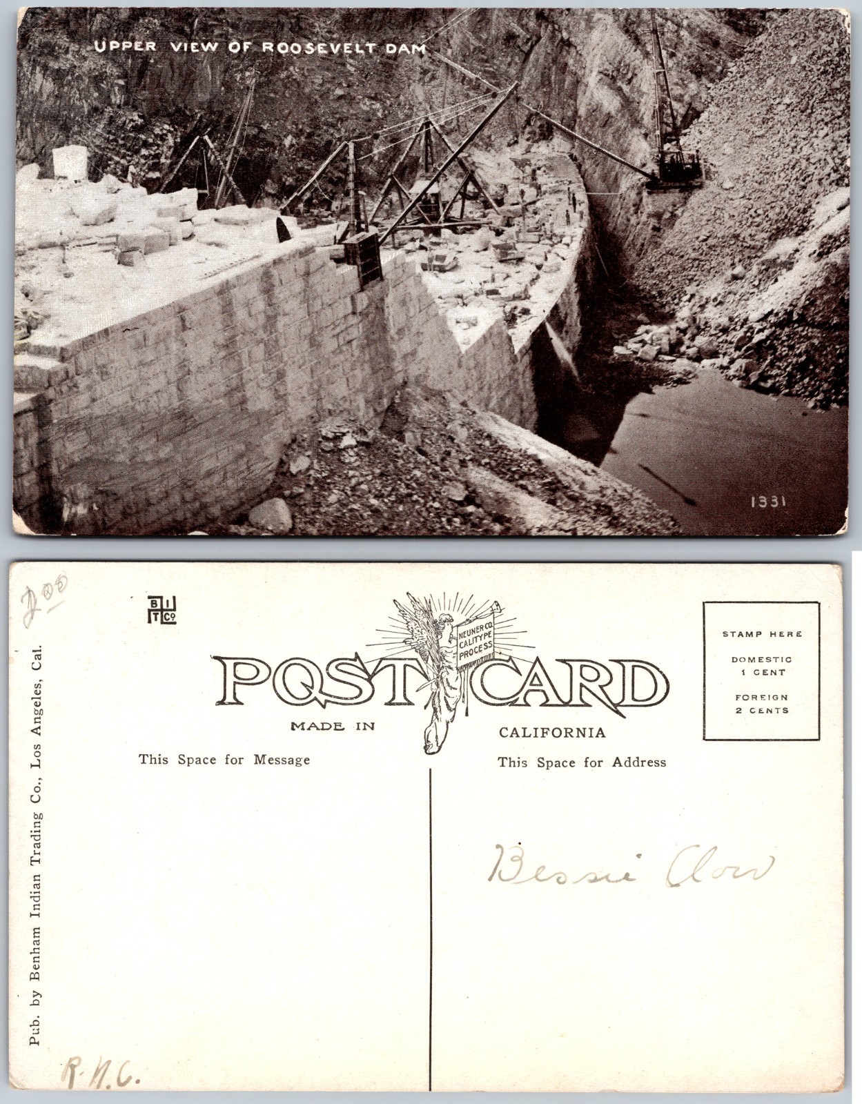 Roosevelt Dam Upper View Postcard