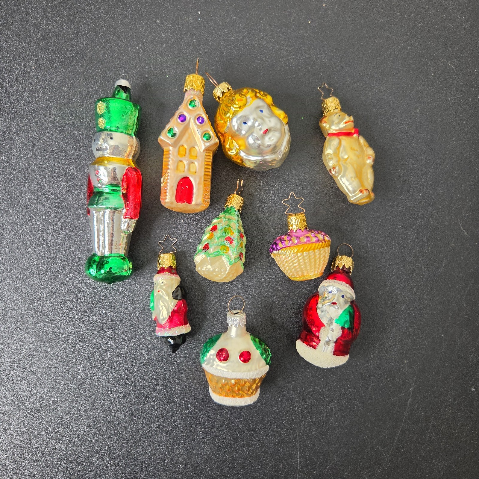 Vintage West Germany & Germany Glass Christmas Ornaments Lot Of 9