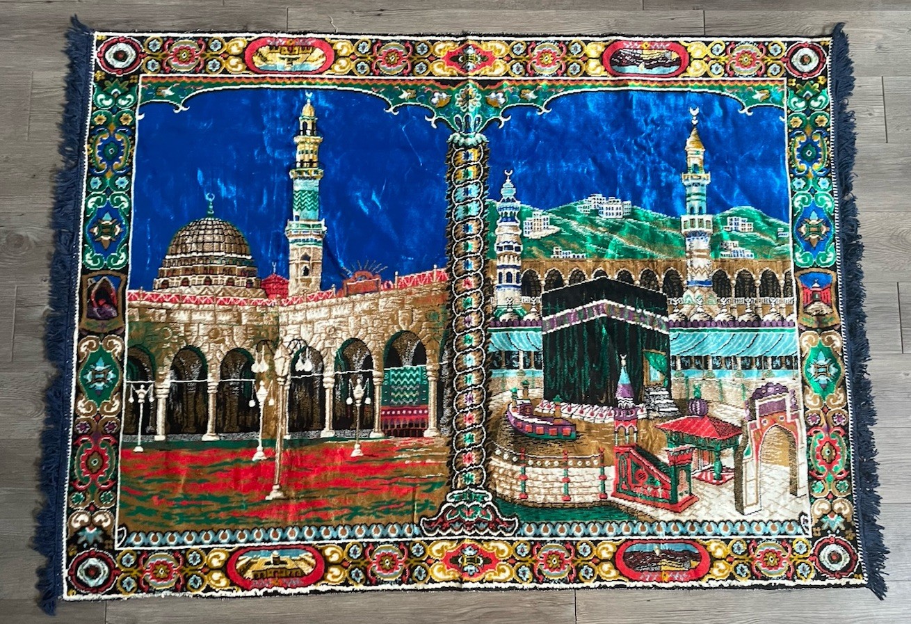 Islamic Mecca Kaaba Tapestry 66in x 46in Wall Rug Mosque Prayer Decor Turkish