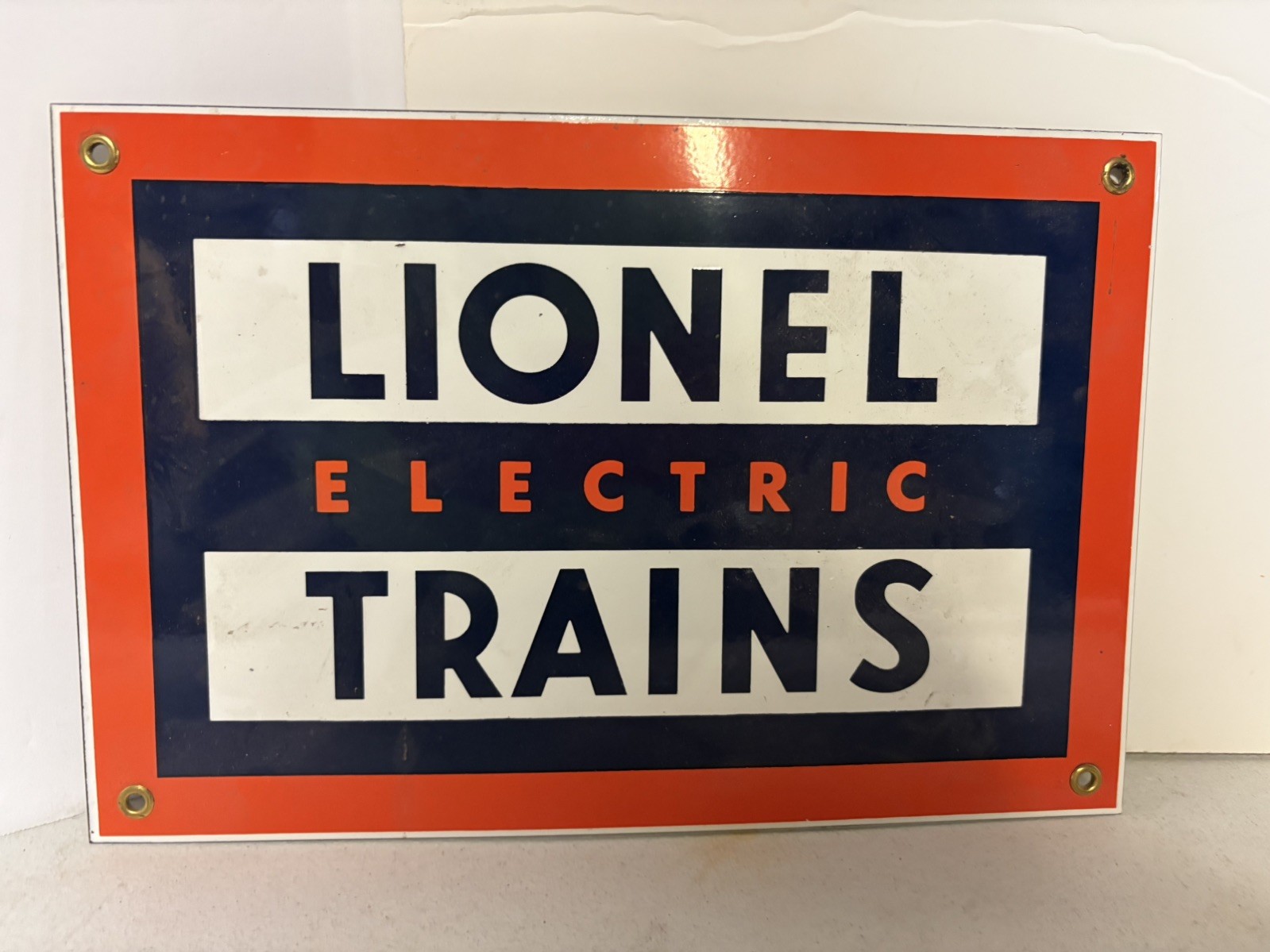Vintage LIONEL  TRAINS  Porcelain Metal Train Sign  (12\