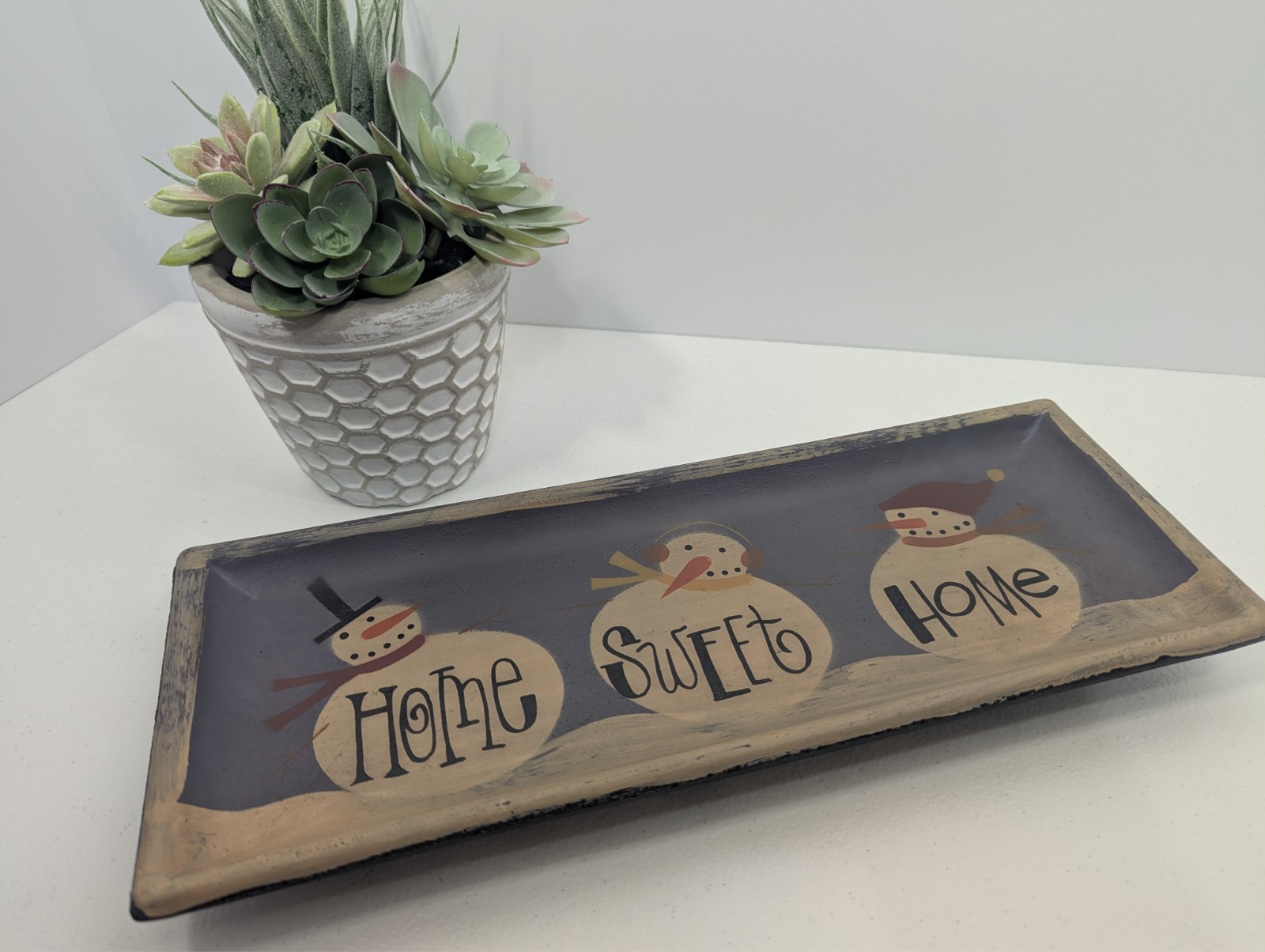 Handpainted Rustic Christmas Wood Tray Handpainted Rustic Christmas Wood Tray