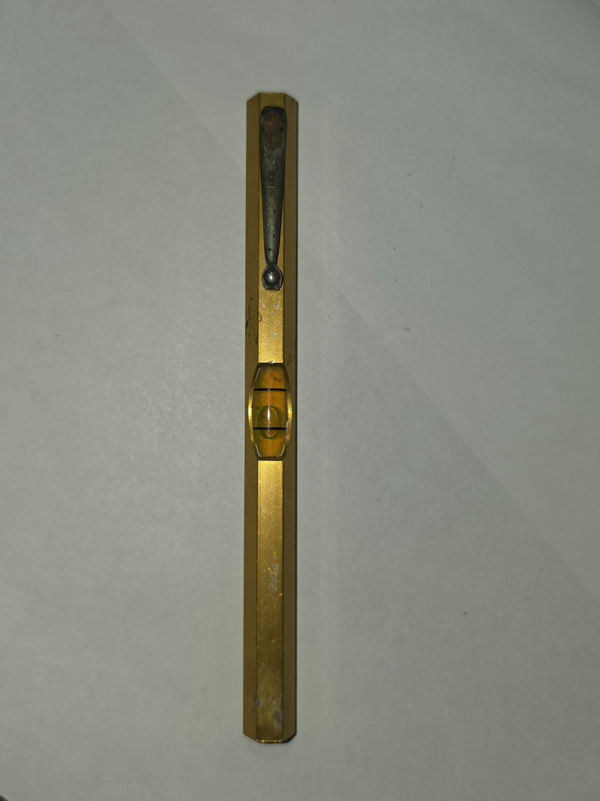 Vintage Stevens Gold Tone Pocket Spirit Level With Clip