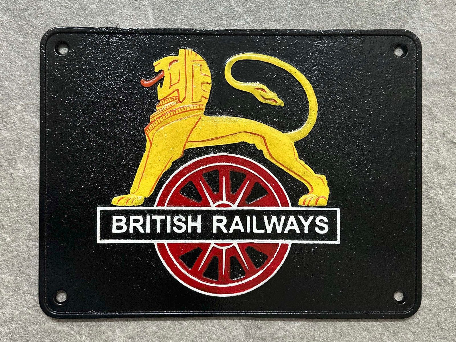 BRITISH RAILWAYS SIGN Cast Iron Heavy Duty Repro 1949 Steam Locomotive Logo 29cm