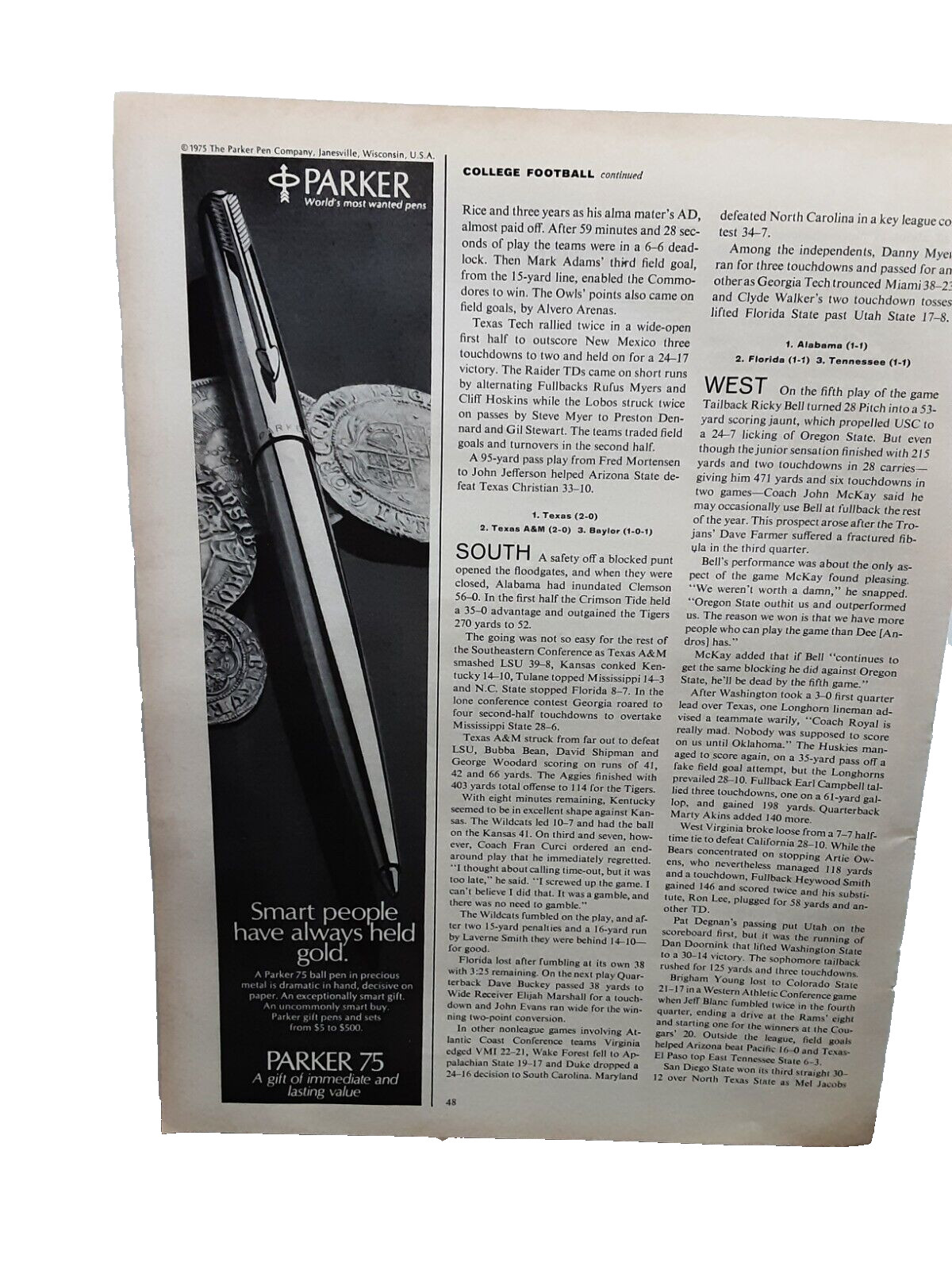 1975 Parker 75 Pen Smart People Held Gold Original Vintage Print Ad 70s