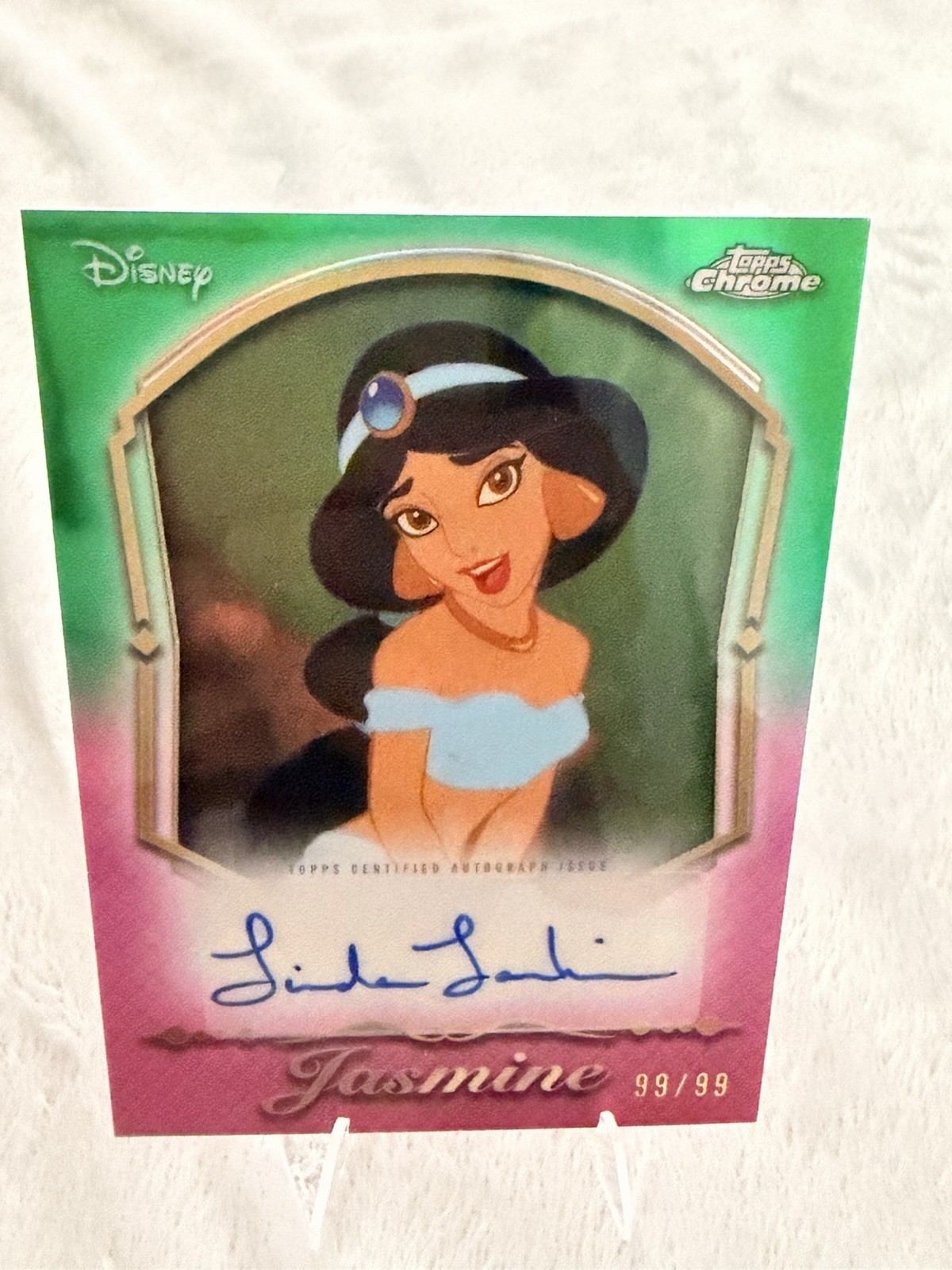 2026 Topps Chrome Disney Princess Jasmine Linda Larkin Auto 99/99 OMEGA