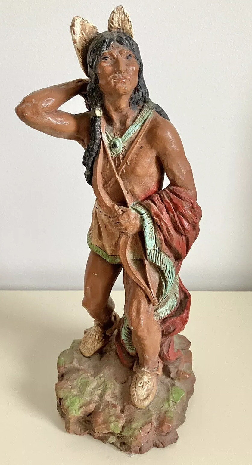 Unique Find 1976 Vintage Native American Indian Warrior Statue 14