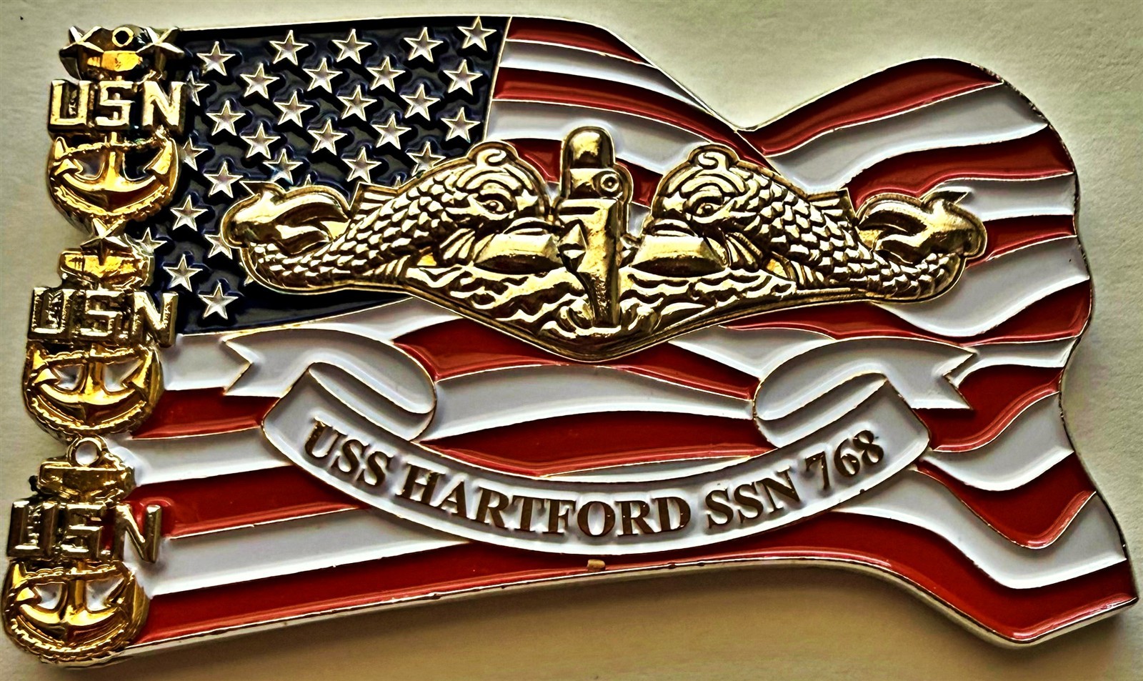 USS Hartford SSN-768 US Navy submarine CPO Chiefs challenge coin USS Hartford SSN-768 US Navy submarine CPO Chiefs challenge coin