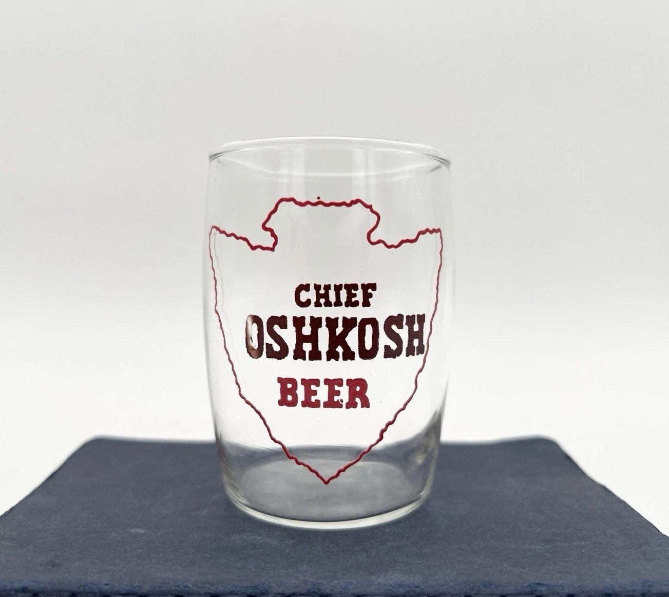 Vintage Chief Oshkosh Beer Glass Arrowhead Logo Wisconsin Brewery