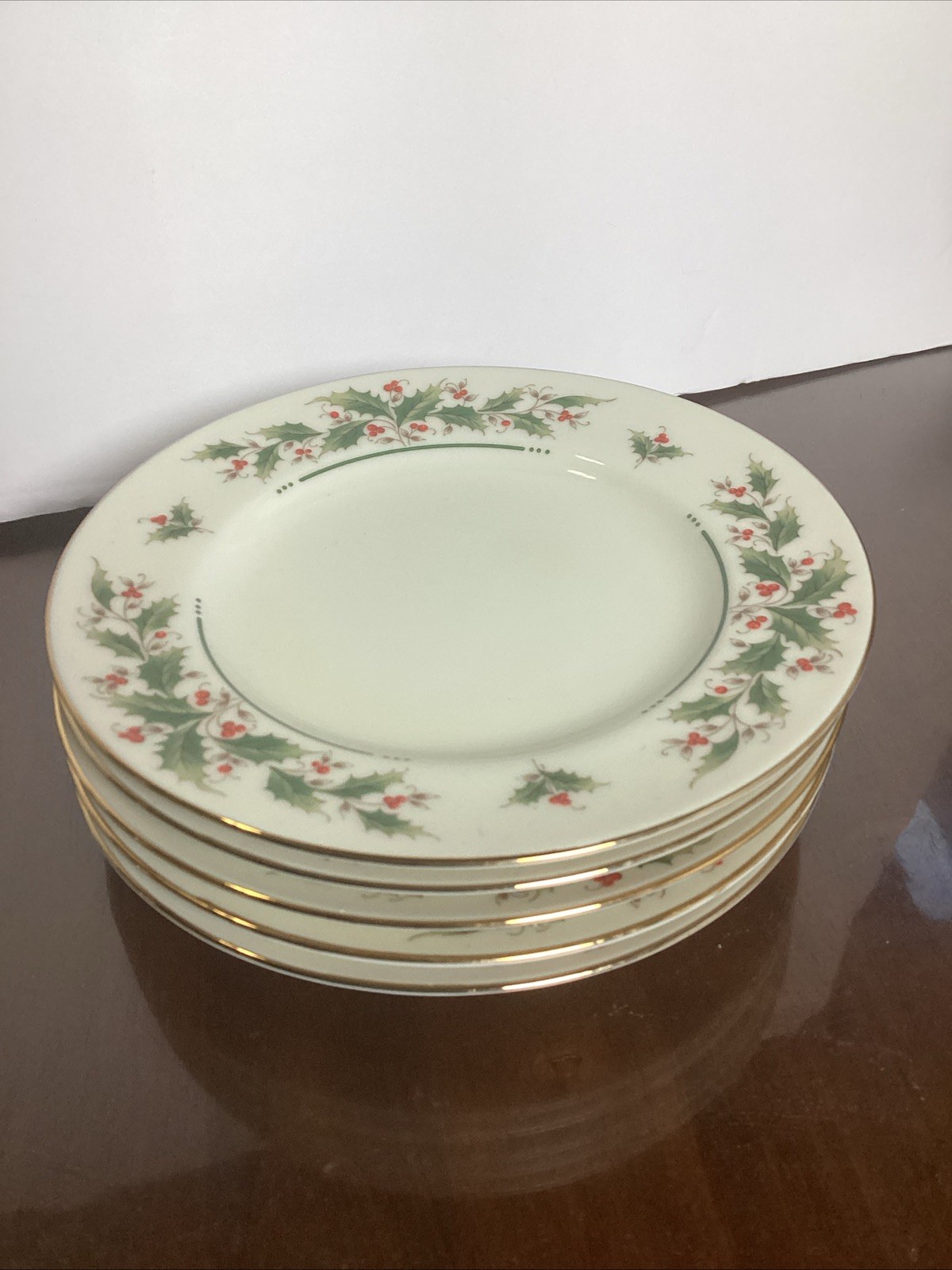 Vintage Holly Yuletide Christmas bread/salad Plates Set Of 5