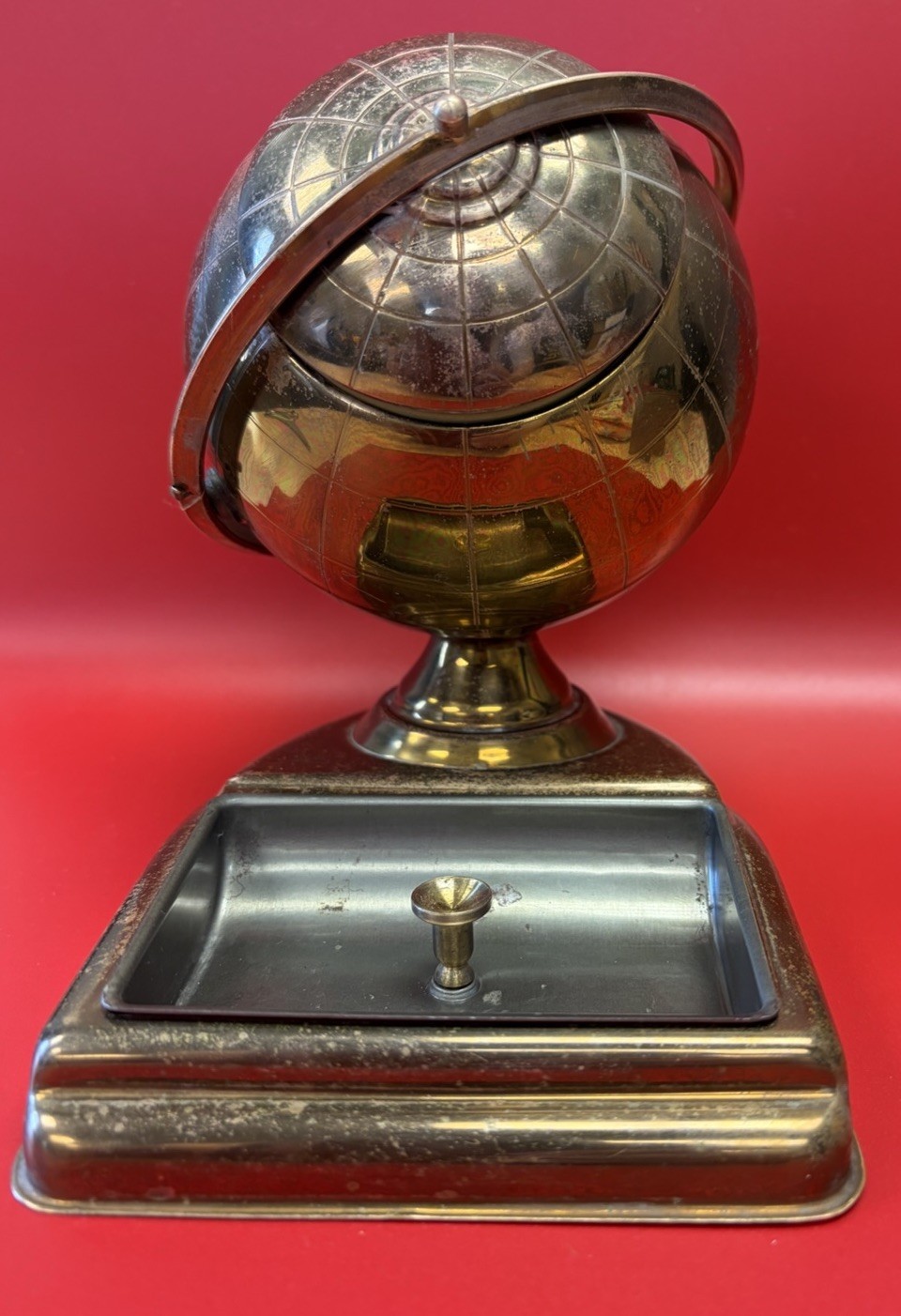 Vintage Mid Century Modern Globe Stand Cigarette Dispenser Holder Ashtray