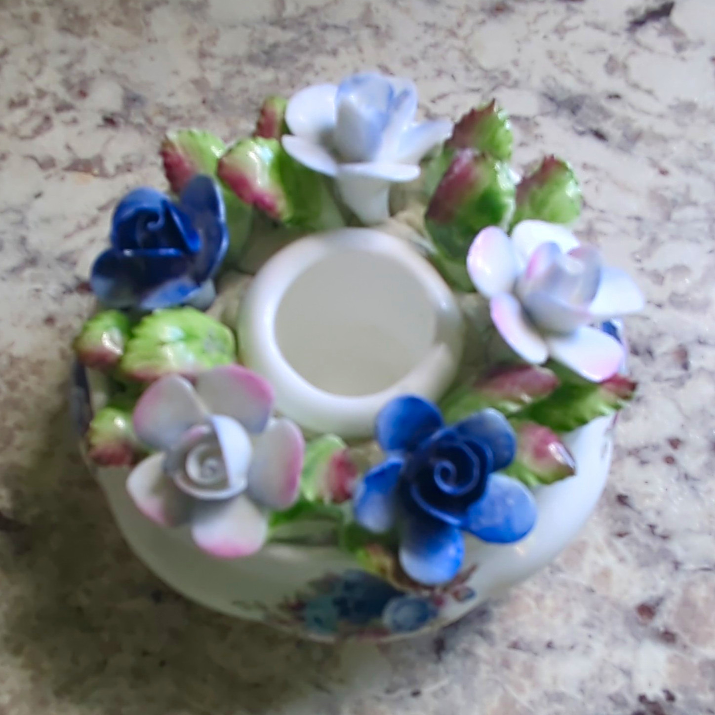 Royal Albert Moonlight Rose Bone China Floral Candle Holder, England 1987
