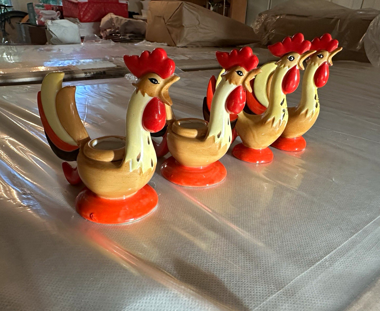 Holt Howard Coq Rouge Rooster Ceramic Figurines Set of 5, 1958 Holt Howard Coq Rouge Rooster Ceramic Figurines Set of 5, 1958