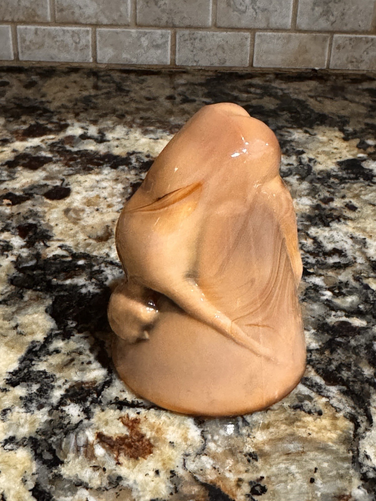 Vintage 1930s McKee Bottoms Up Nude Girl Shot Glass Brown/Beige Slag