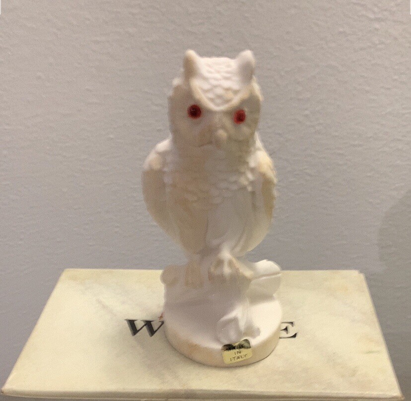Alabastrite White Snow Owl  With Red Eyes Wildlife Collections