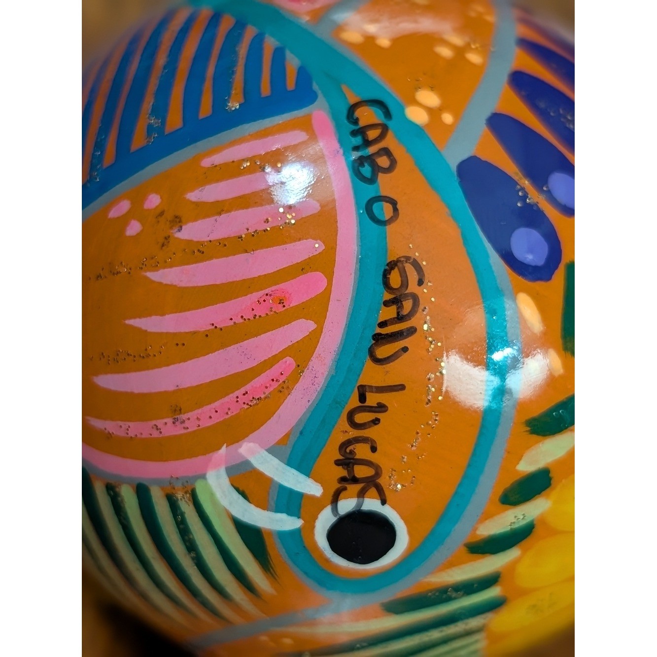 Cabo San Lucas Hand Painted Ceramic Ornament Mexican Folk Art Travel Souvenir