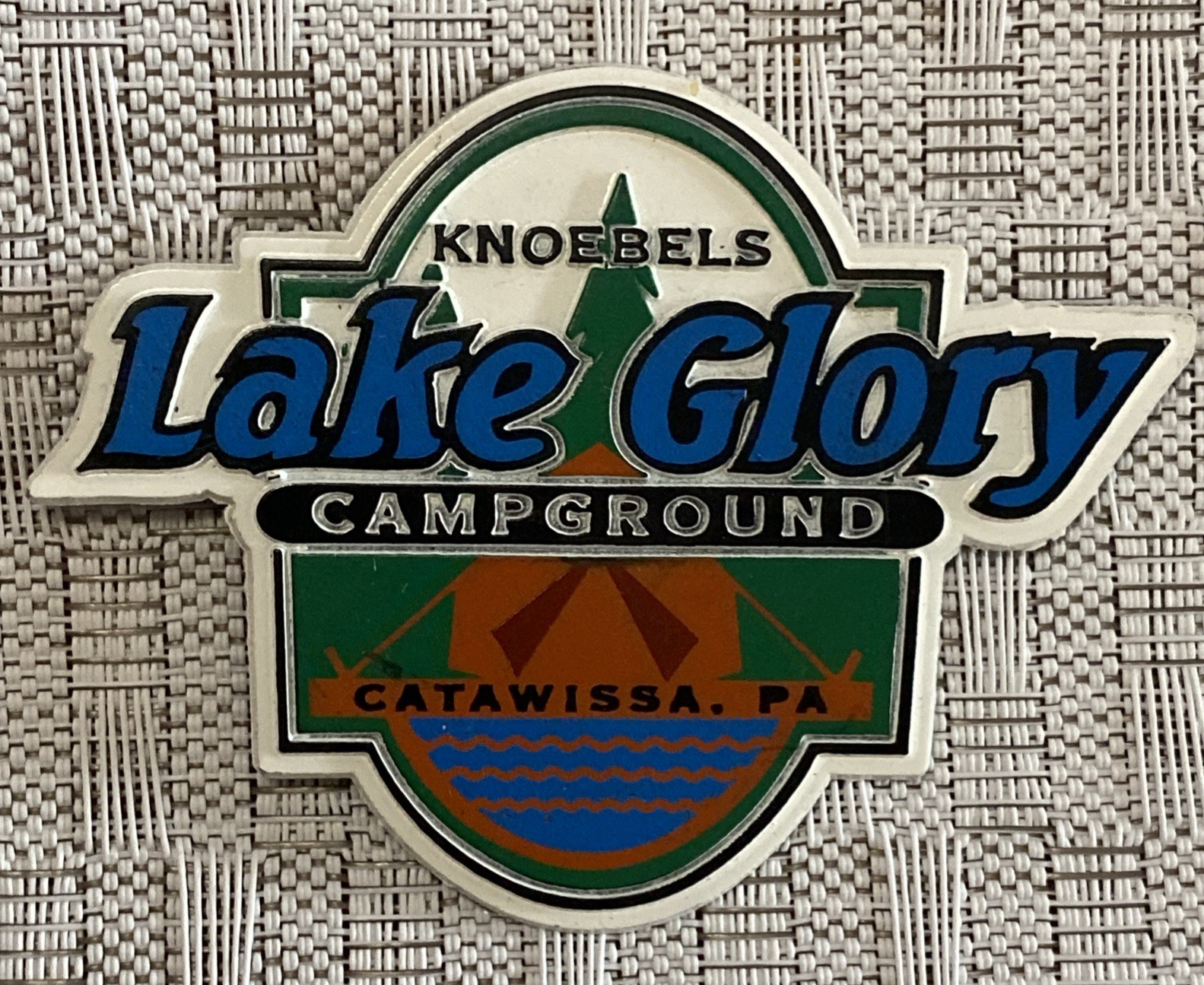 VINTAGE Knoebels LAKE GLORY Campground Souvenir Fridge Magnet Rubber Catawissa 
