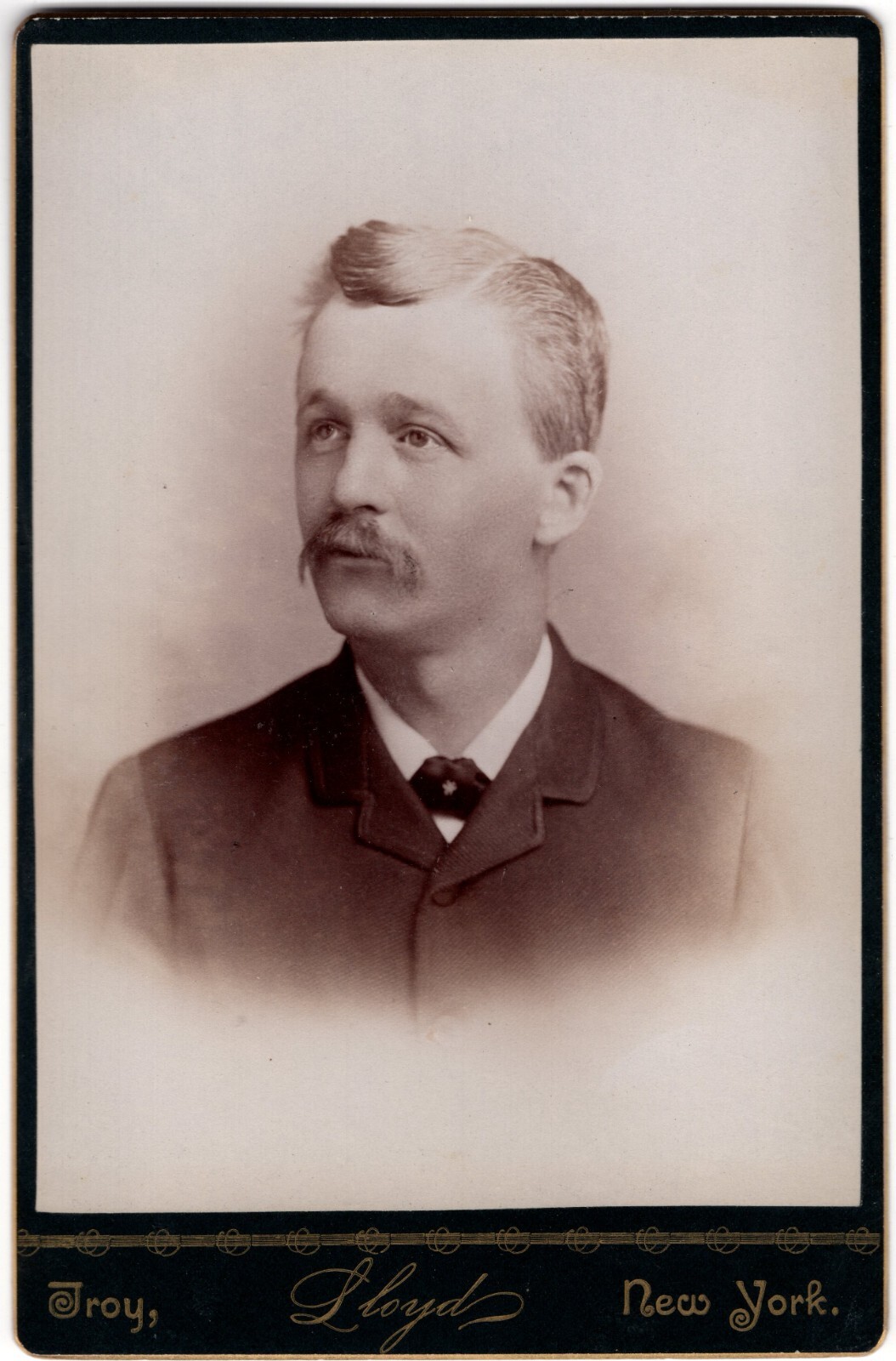 Antique Cabinet Card 1890s Lloyd Handsome Man Mustache Suit Troy NY Antique Cabinet Card 1890s Lloyd Handsome Man Mustache Suit Troy NY