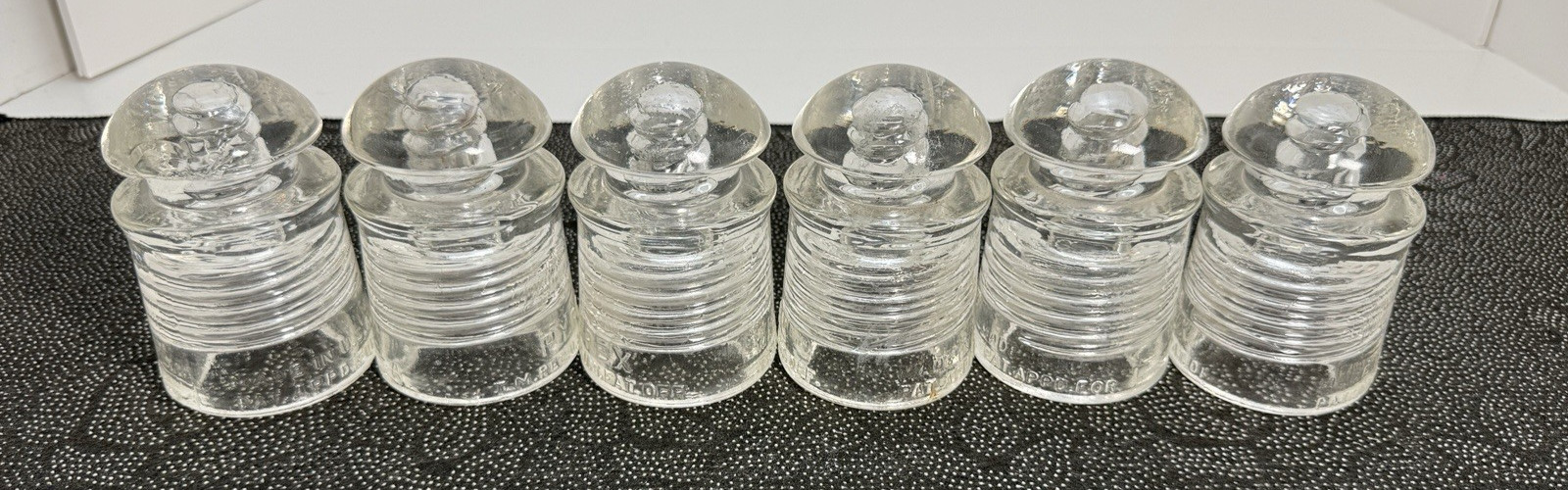Lot of 6 Vintage PYREX Clear Glass Electrical Power Line Insulators USA
