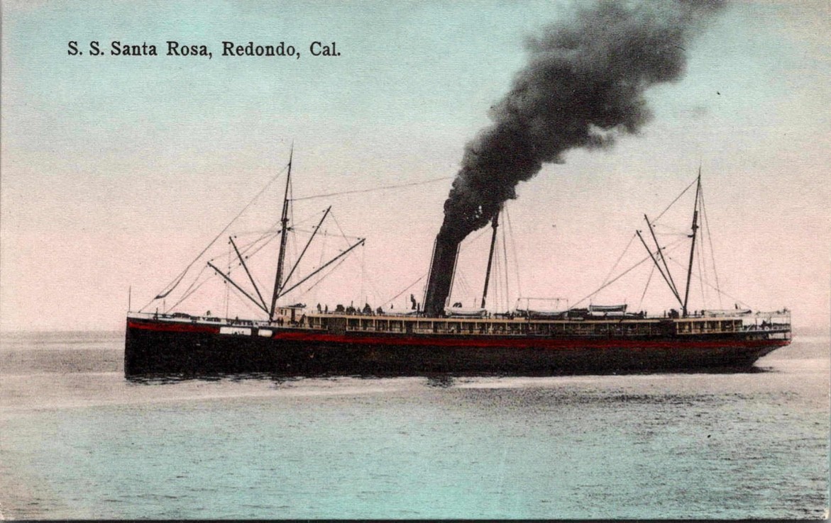 c1908 S.S. Santa Rosa Steamship Redondo Beach California CA Newman Postcard