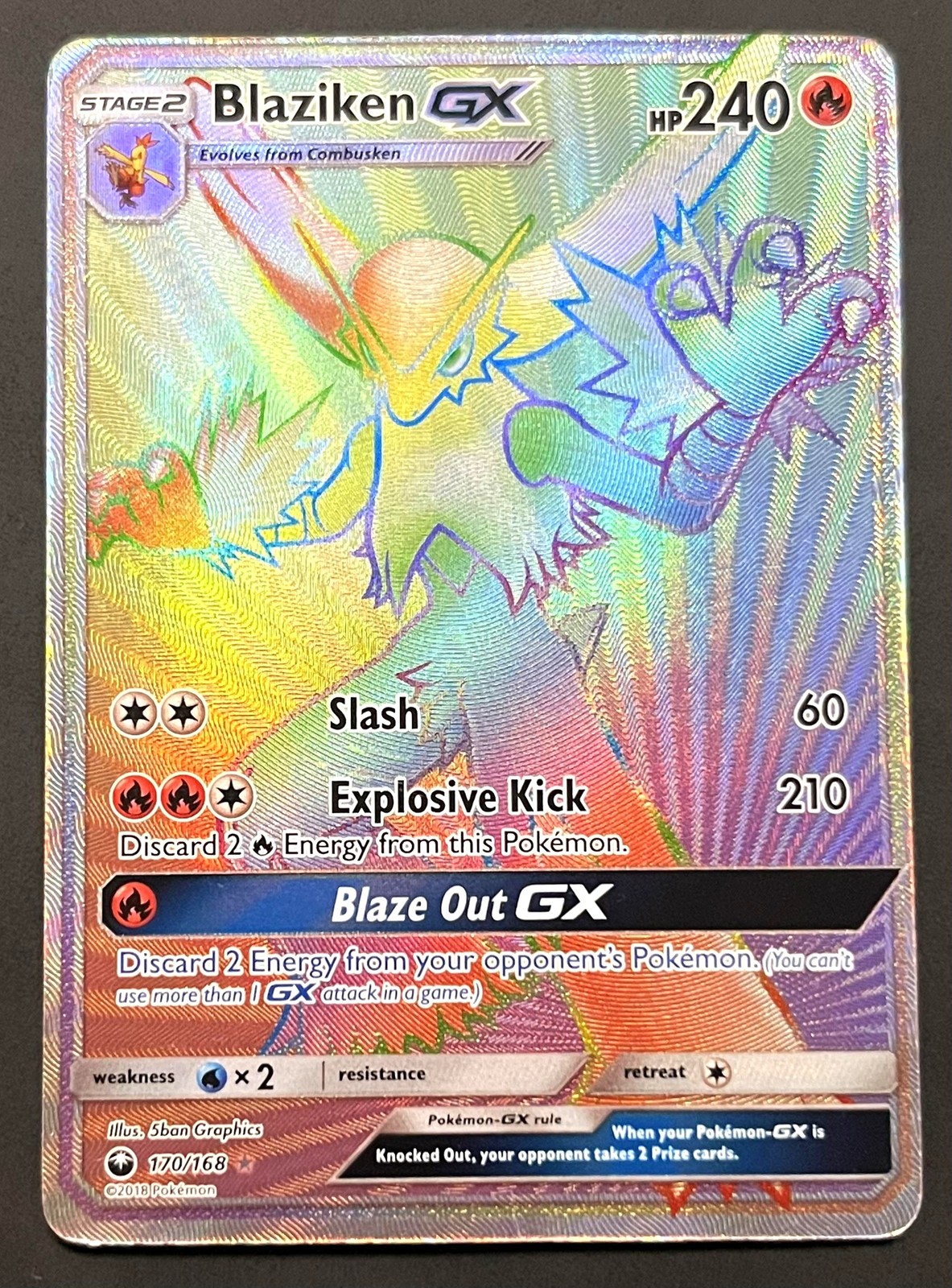 Blaziken-GX 170 Rare Rainbow Celestial Storm Pokemon EN LP Blaziken-GX 170 Rare Rainbow Celestial Storm Pokemon EN LP