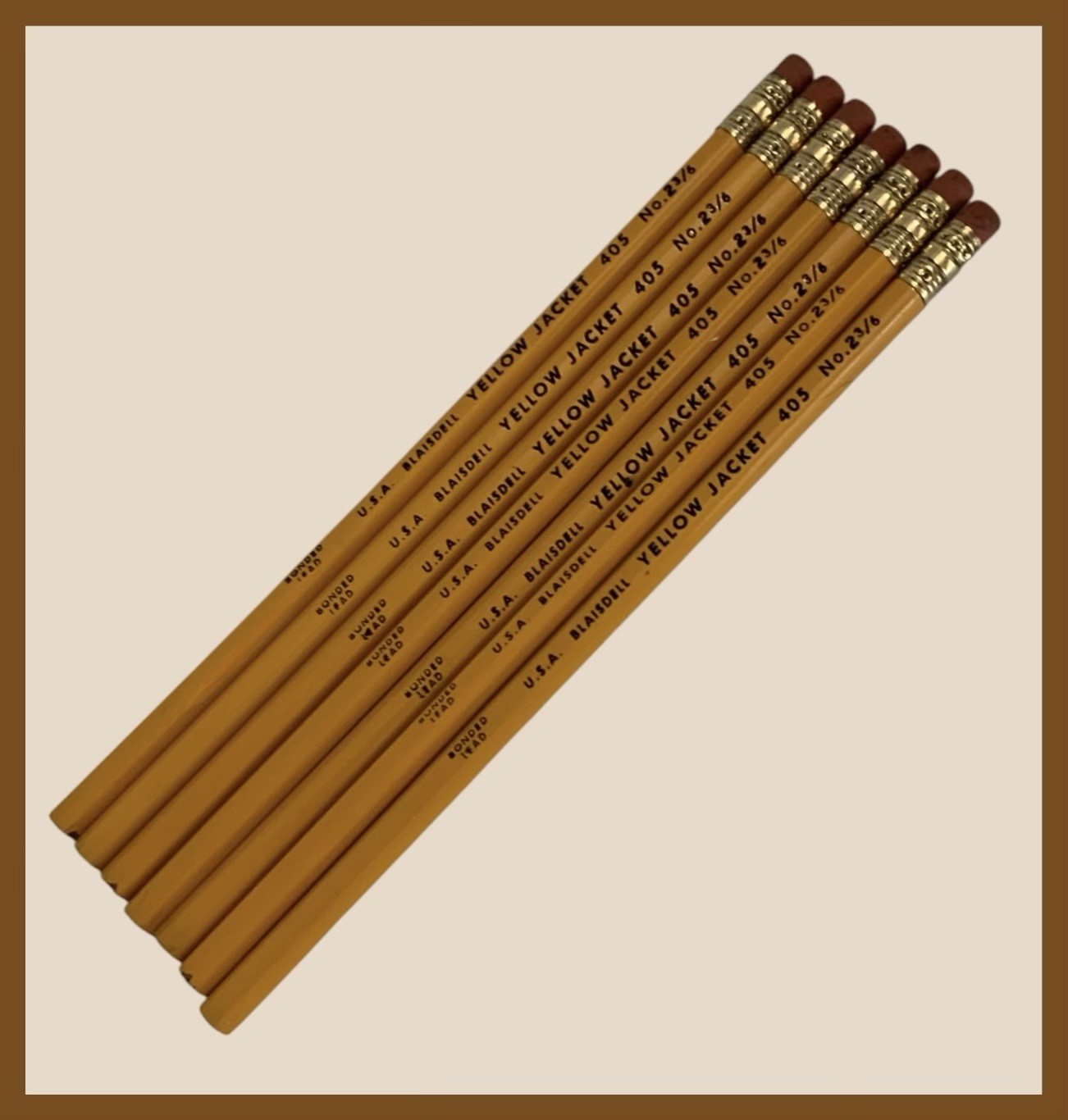 Vtg BLAISDELL USA #405 Yellow Jacket #2 3/6 Bonded Lead Pencils - QTY 7  (#P444)