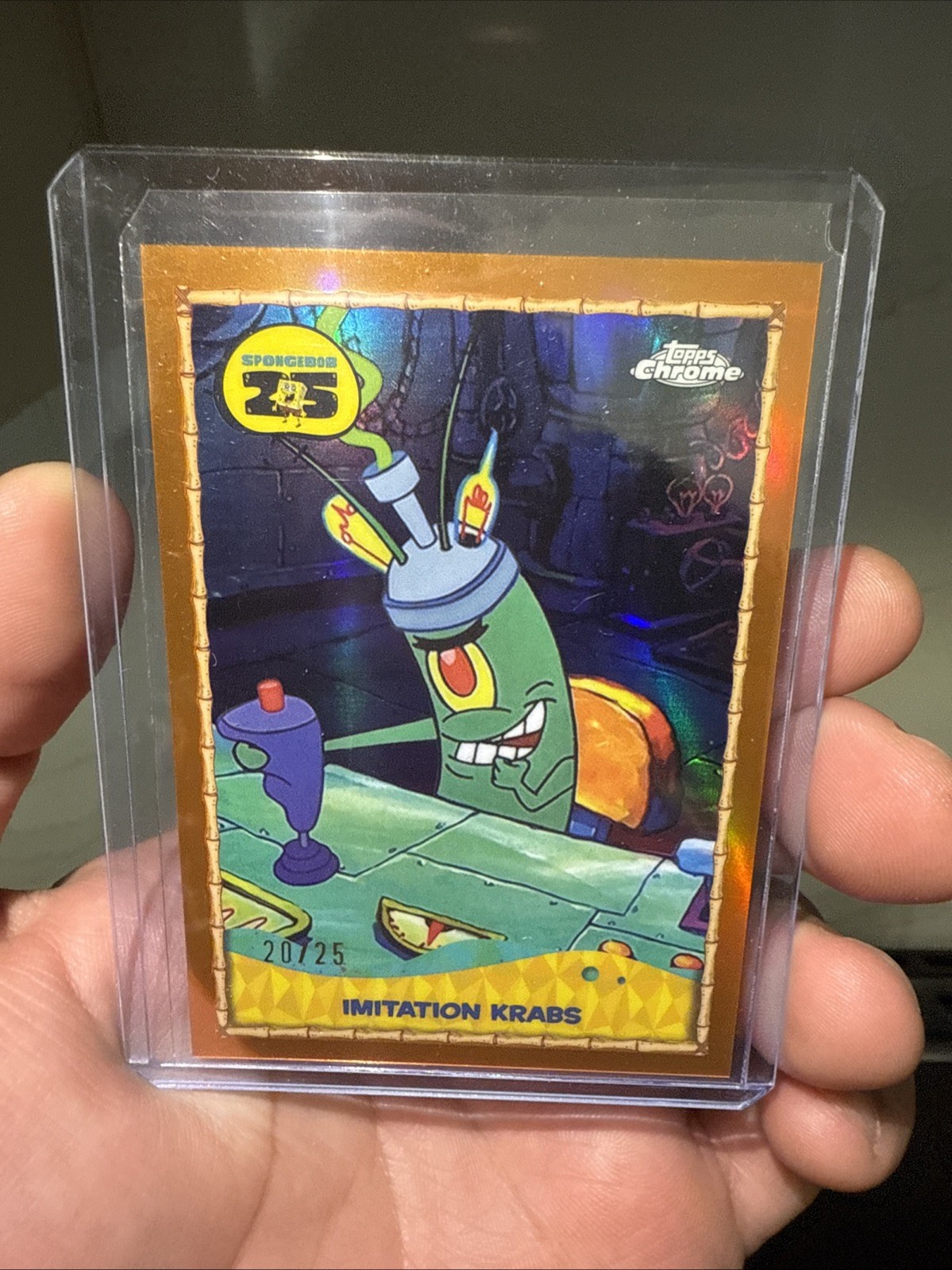 2025 Topps Chrome SpongeBob Squarepants Imitation Krabs Orange Refractor #/25