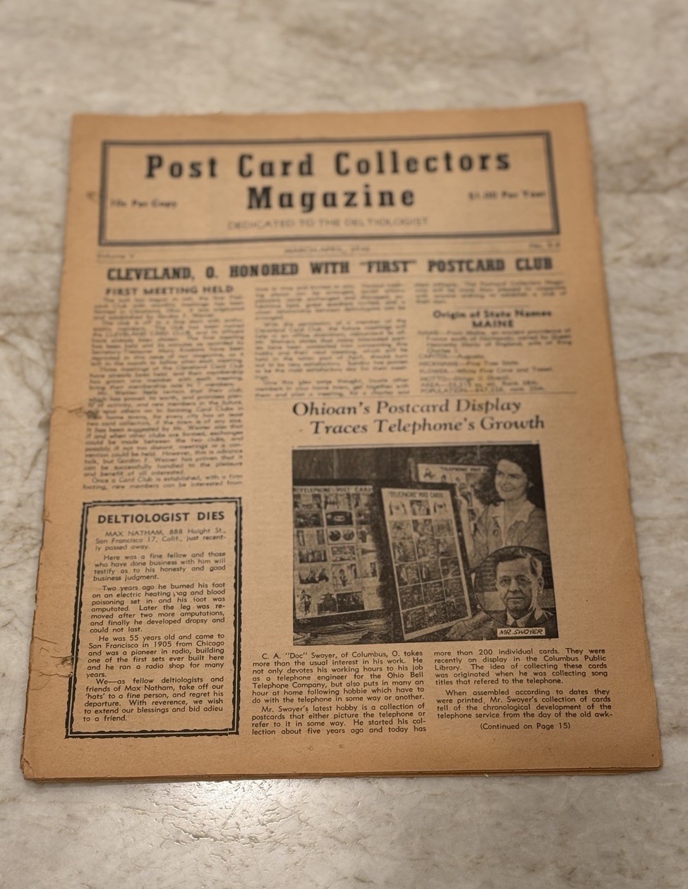 Vintage 1946 Postcard Collector’s Magazine Deltiology - FIRST POSTCARD CLUB