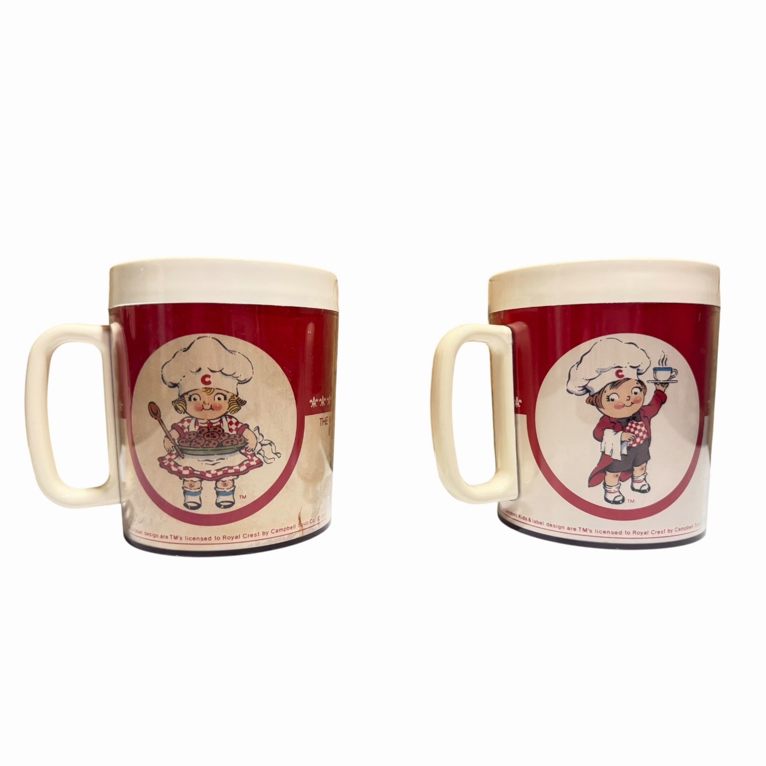 Vintage Campbell’s Kids Royal Crest 1981 Insulated Mug Set 2 Campbell Soup