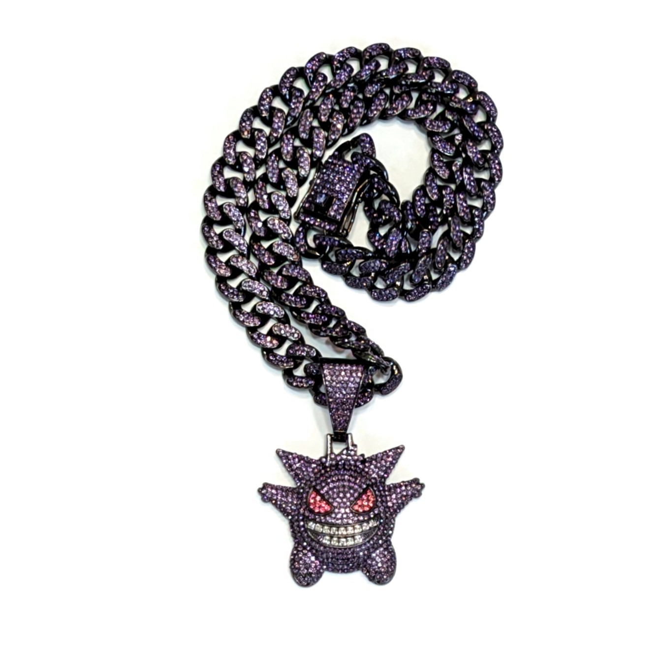 GENGAR GEM NECKLACE Purple Pokemon Hip Hop Pendant & 20